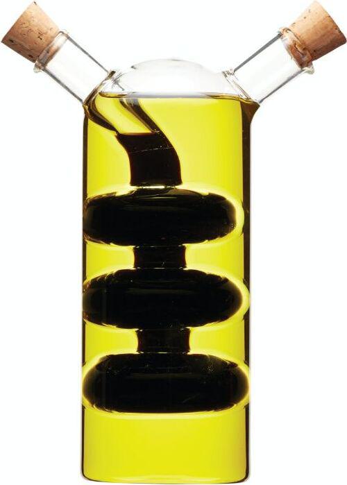 Kitchencraft World Of Flavours Dispenser Di Olio E Aceto In Vetro, Bottiglia 2 In 1 Per Olio E Aceto, Bottiglia In Caraffa Con Tappo In Sughero, Design A Cascata, 100 + 300 Ml