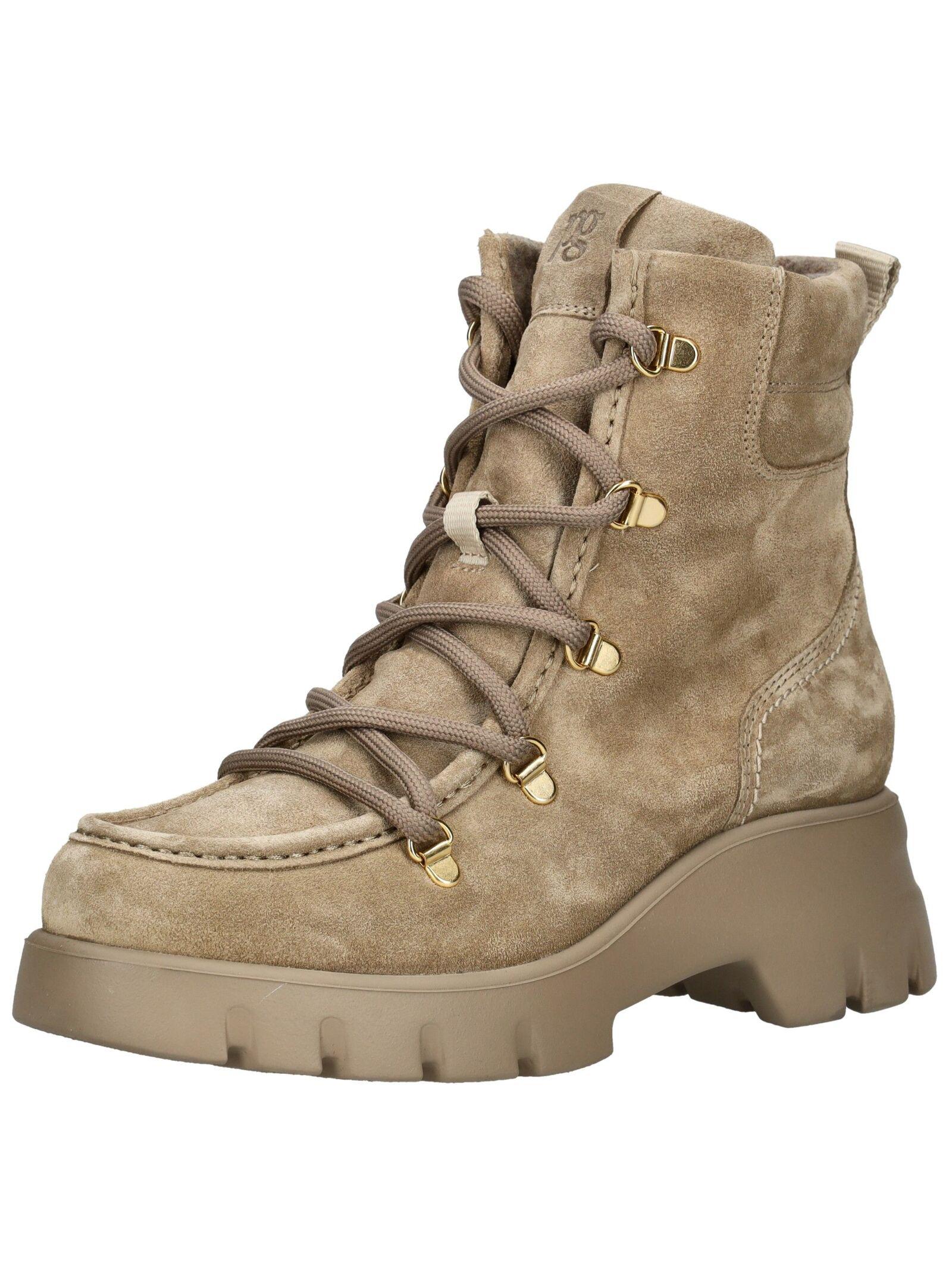 SchnüRstiefelette Paul Green "Paul Green Stiefelette Veloursleder", Damen, Gr. 40,5, Beige, Veloursleder, Schuhe SchnüRstiefelette