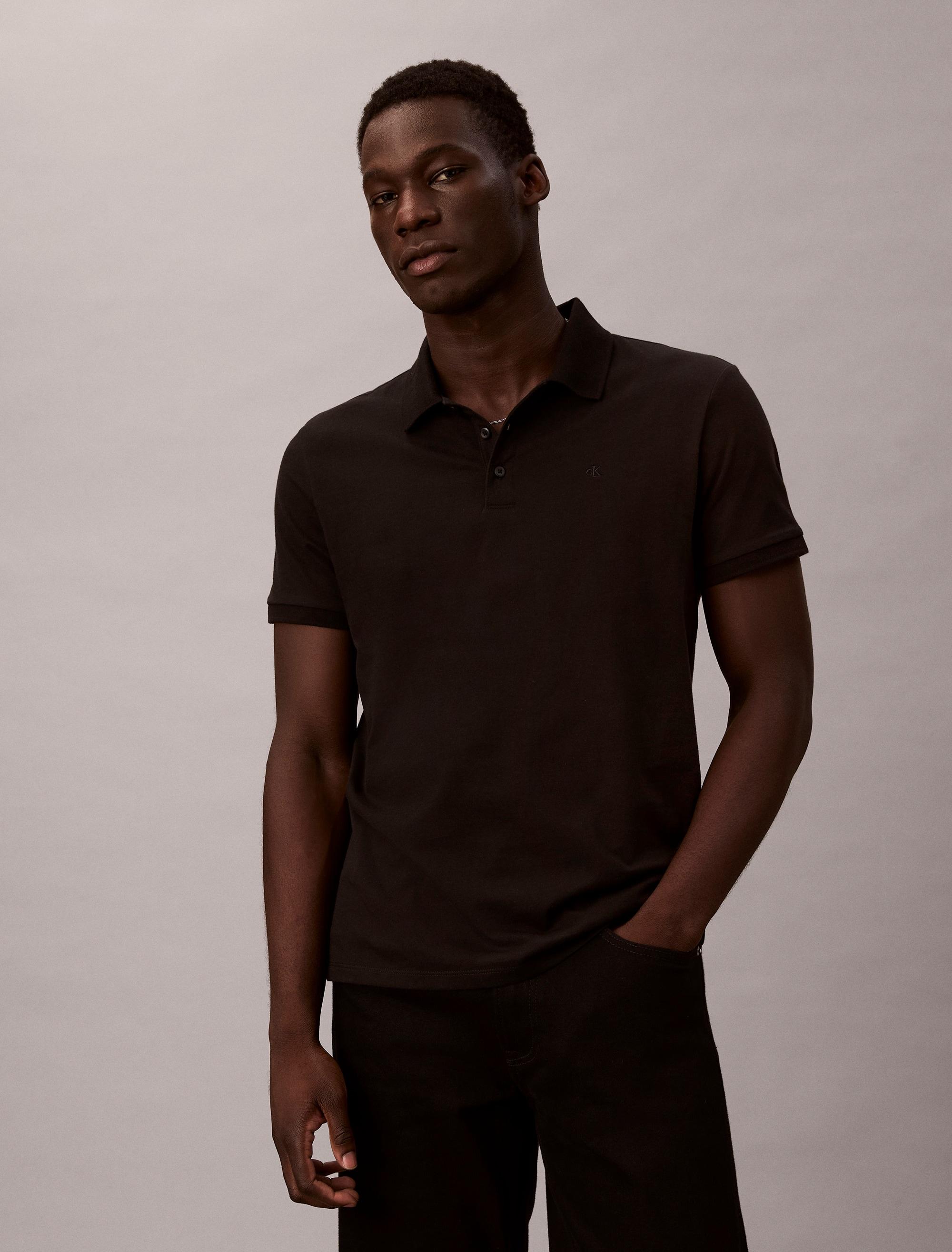 Poloshirt Calvin Klein Jeans "Classic Monogram", Herren, Gr. Xl, Schwarz, Jersey, Obermaterial: 100% Baumwolle, Unifarben, Normal Normal, Shirts, Normale Passform, Basic, Logostickerei