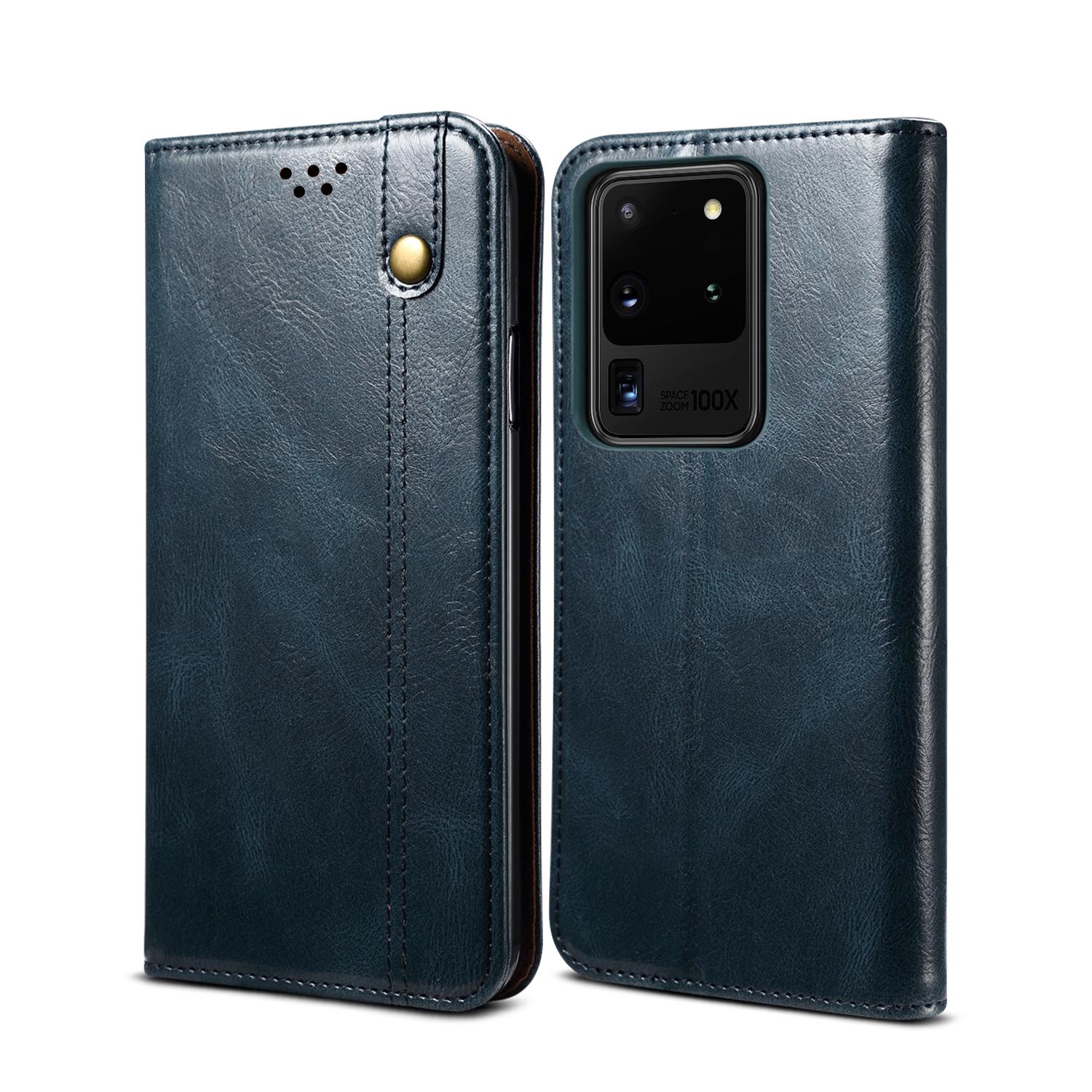 Custodia Per Samsung Galaxy S20 Ultra, Custodia Flip In Pelle Con Funzione Stand Blu