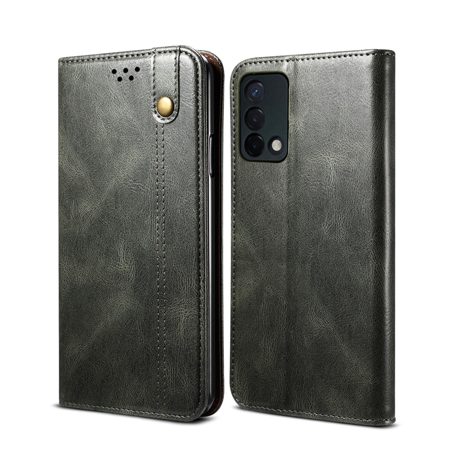 Custodia Per Oppo F19 / A74 4G, Custodia In Pelle Flip Wallet Con Funzione Stand Verde