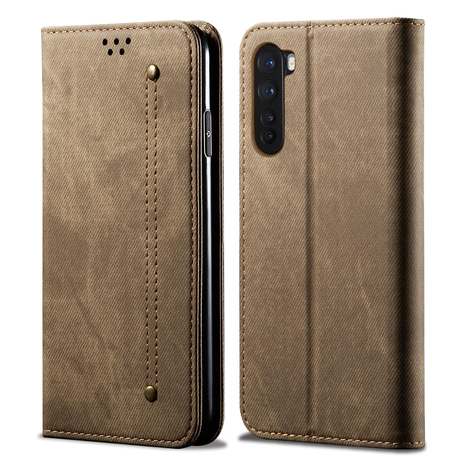 Custodia Oneplus Nord, Custodia A Portafoglio In Pelle Con Chiusura Magnetica E Custodia Con Funzione Stand Per Oneplus Nord Khaki