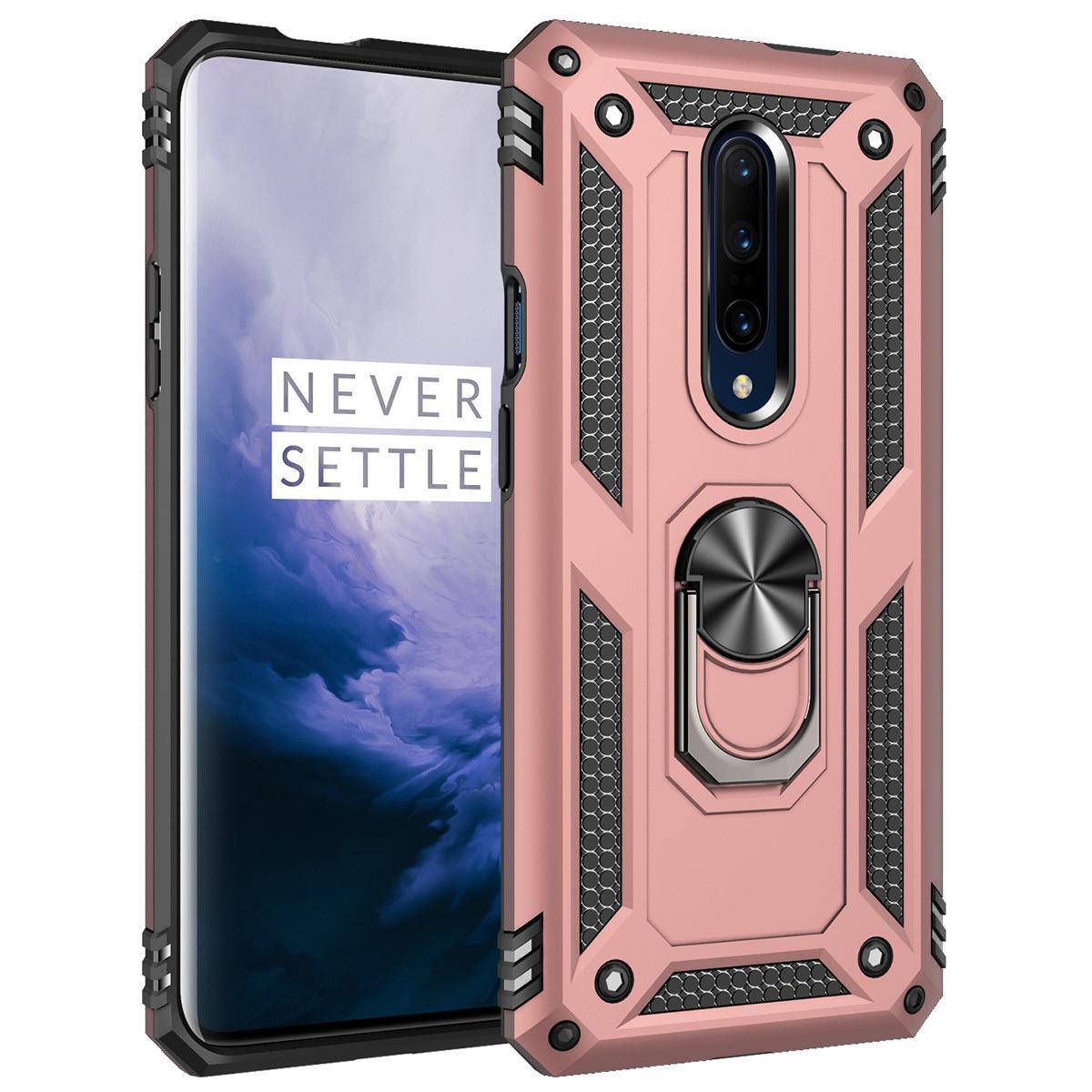 Custodia Oneplus 7 Pro Con Anello, Pc Tpu Rigido A Doppio Strato, Custodia Antiurto Con Supporto Per Oneplus 7 Pro Rose Gold