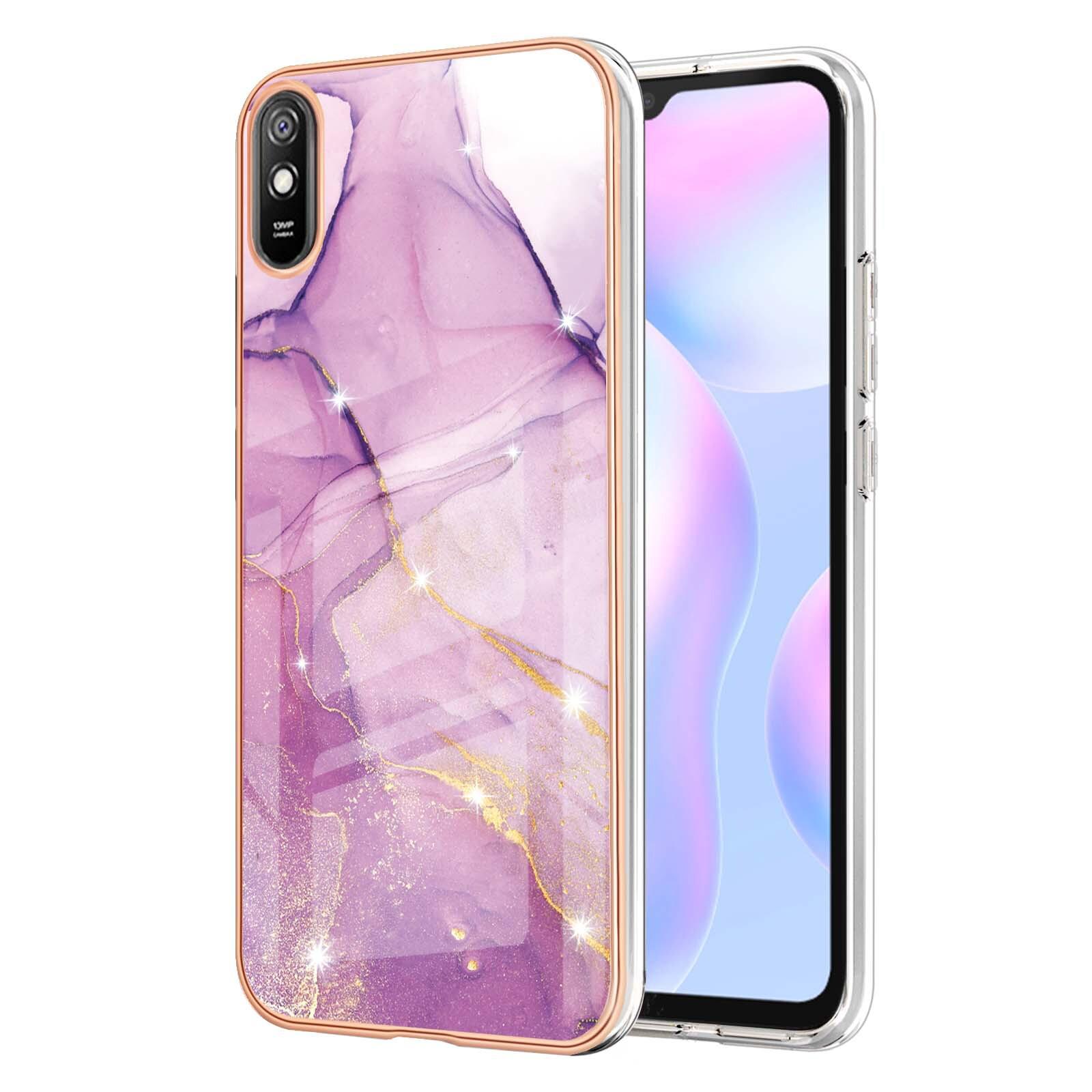 Custodia Per Xiaomi Redmi 9A, Sottile Marmo Antiurto Custodia Morbida Tpu Paraurti Rosa