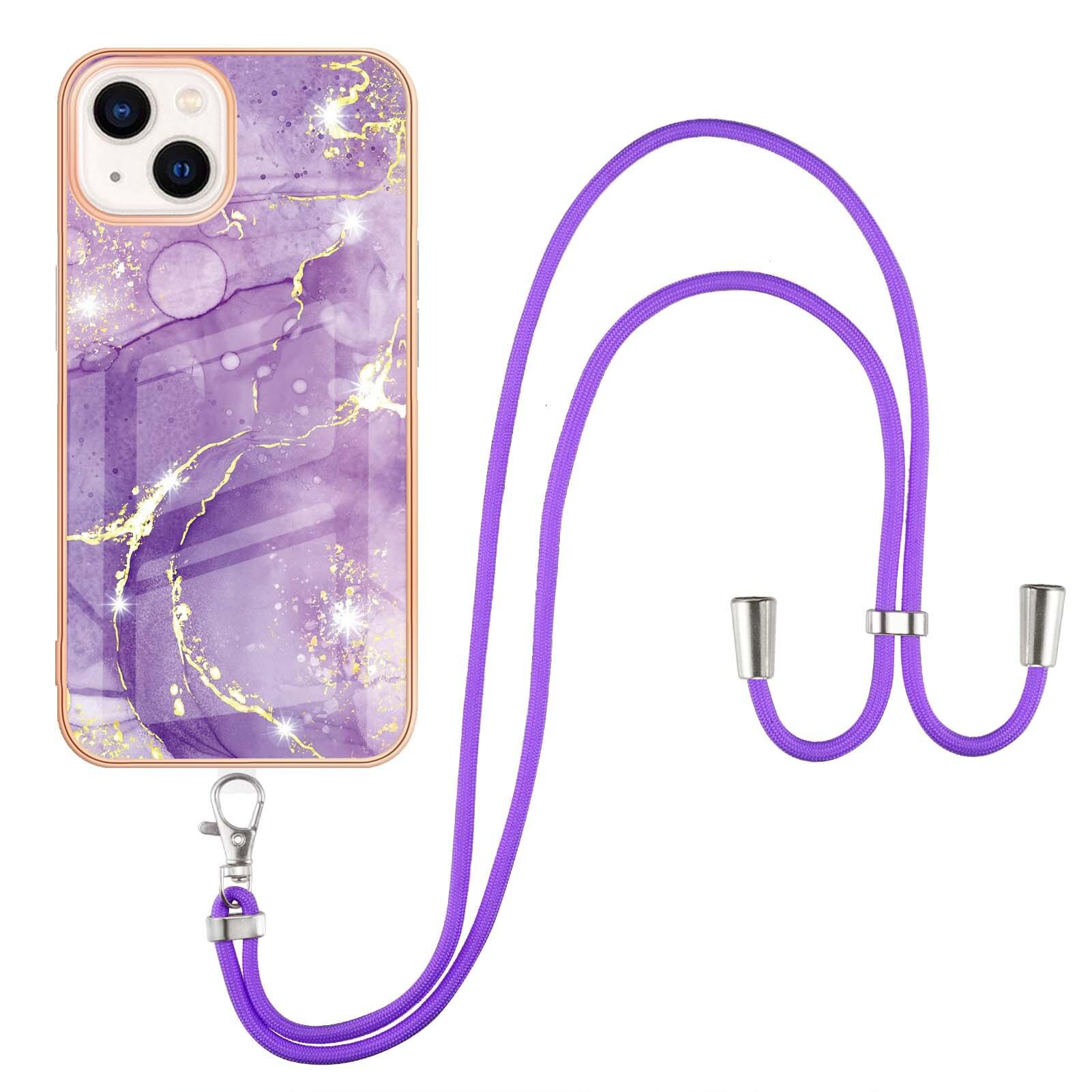 Custodia Con Cinturino Per Iphone 13, Paraurti In Morbido Tpu, Custodia Protettiva, Con Cinturino Regolabile Viola