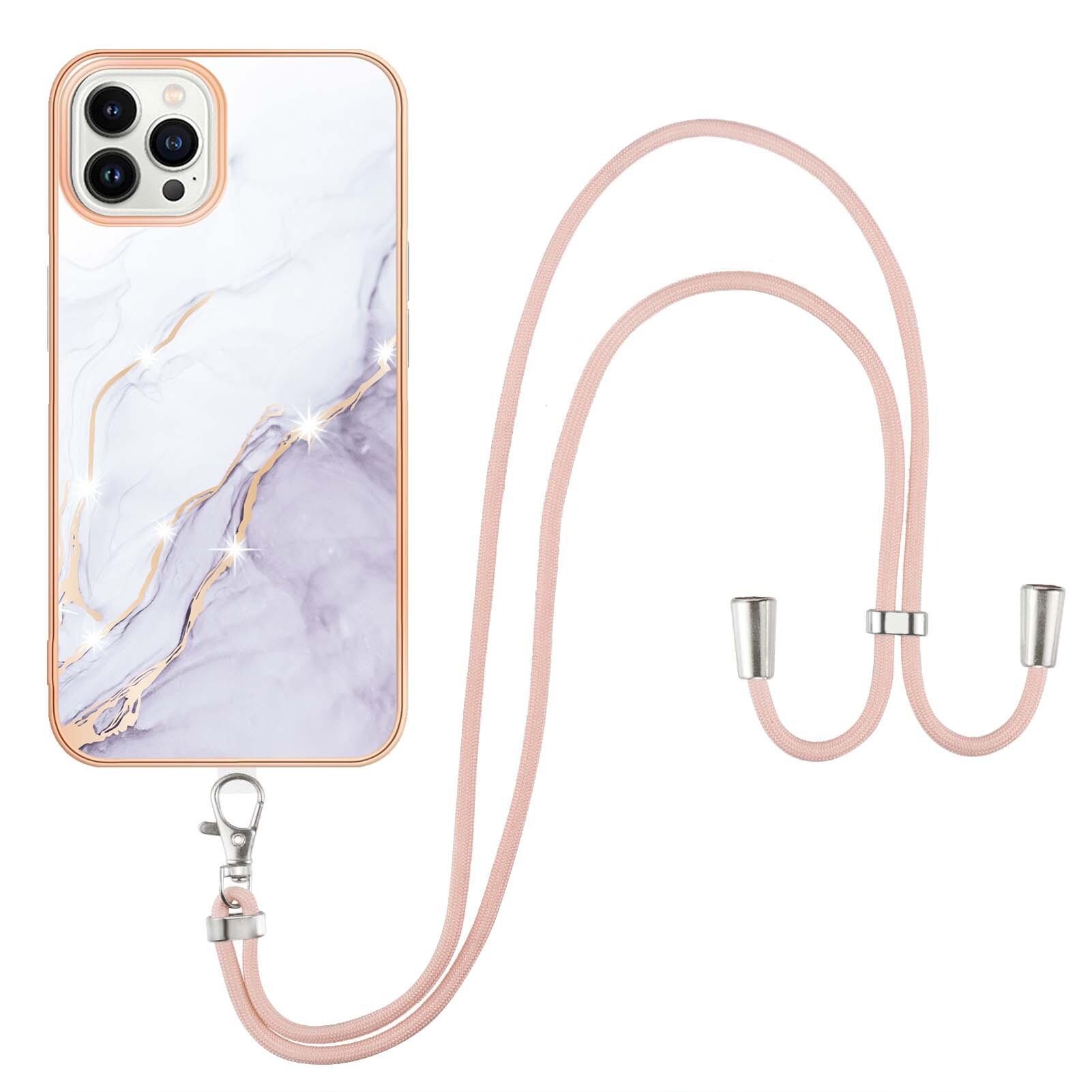 Custodia Con Cinturino Per Iphone 13 Pro Max, Paraurti In Tpu Morbido, Custodia Protettiva, Con Cinturino Regolabile Bianco