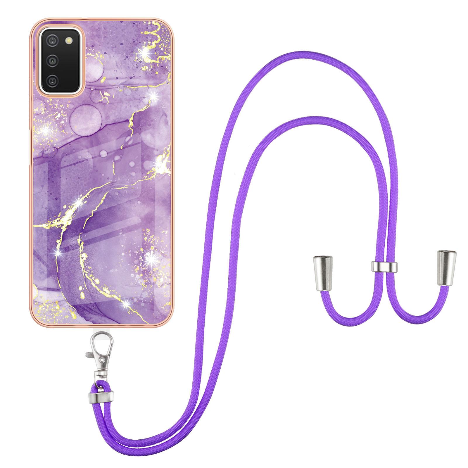 Custodia Con Cinturino Per Samsung Galaxy A03S, Paraurti In Tpu Morbido, Custodia Protettiva, Con Cinturino Regolabile Viola