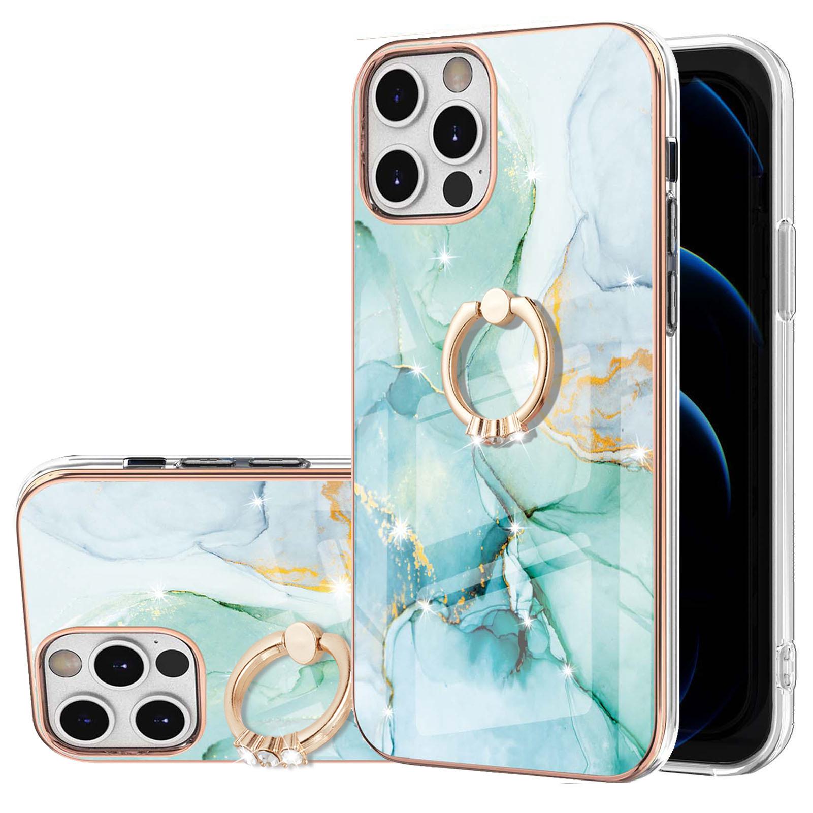 Custodia Marble Per Iphone 12 Pro Max, Custodia Protettiva In Silicone Tpu Con Supporto Ad Anello Caffè