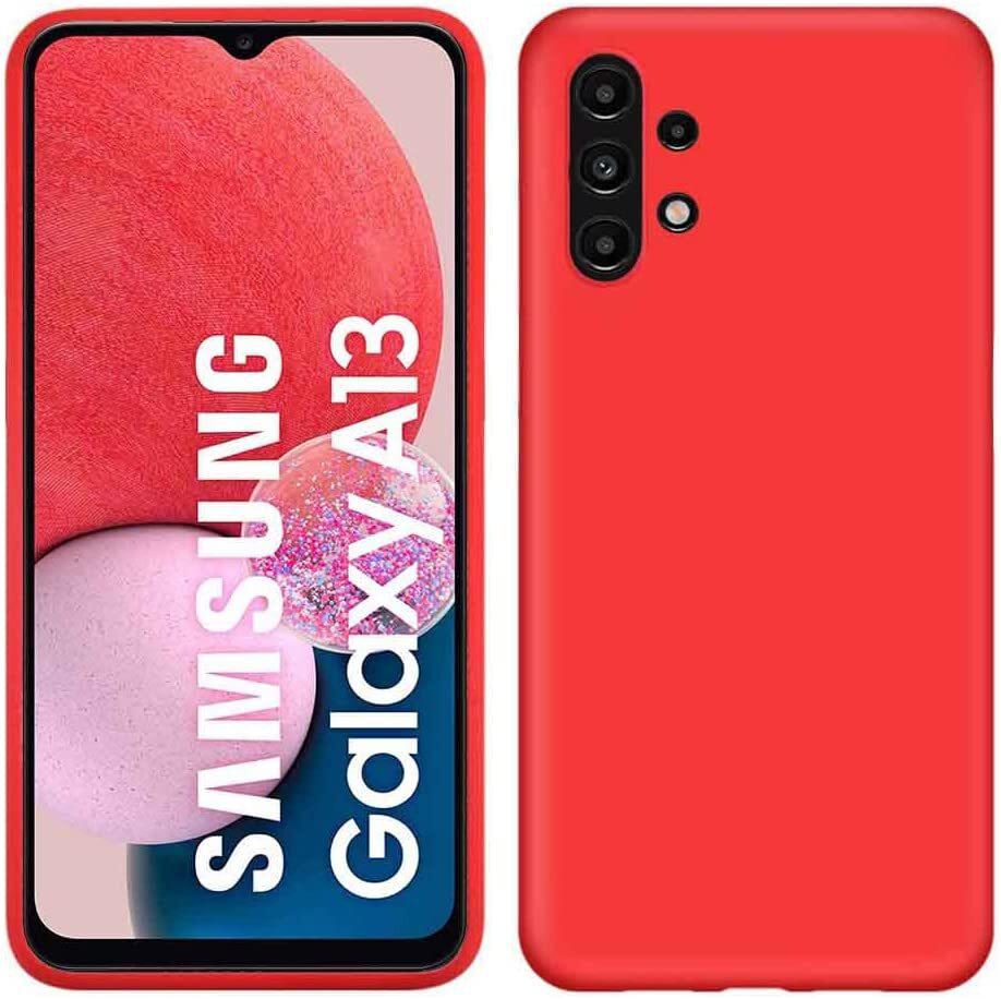Custodia Per Samsung Galaxy A13 4G, Custodia Protettiva In Silicone Morbido In Gomma Liquida Rossa