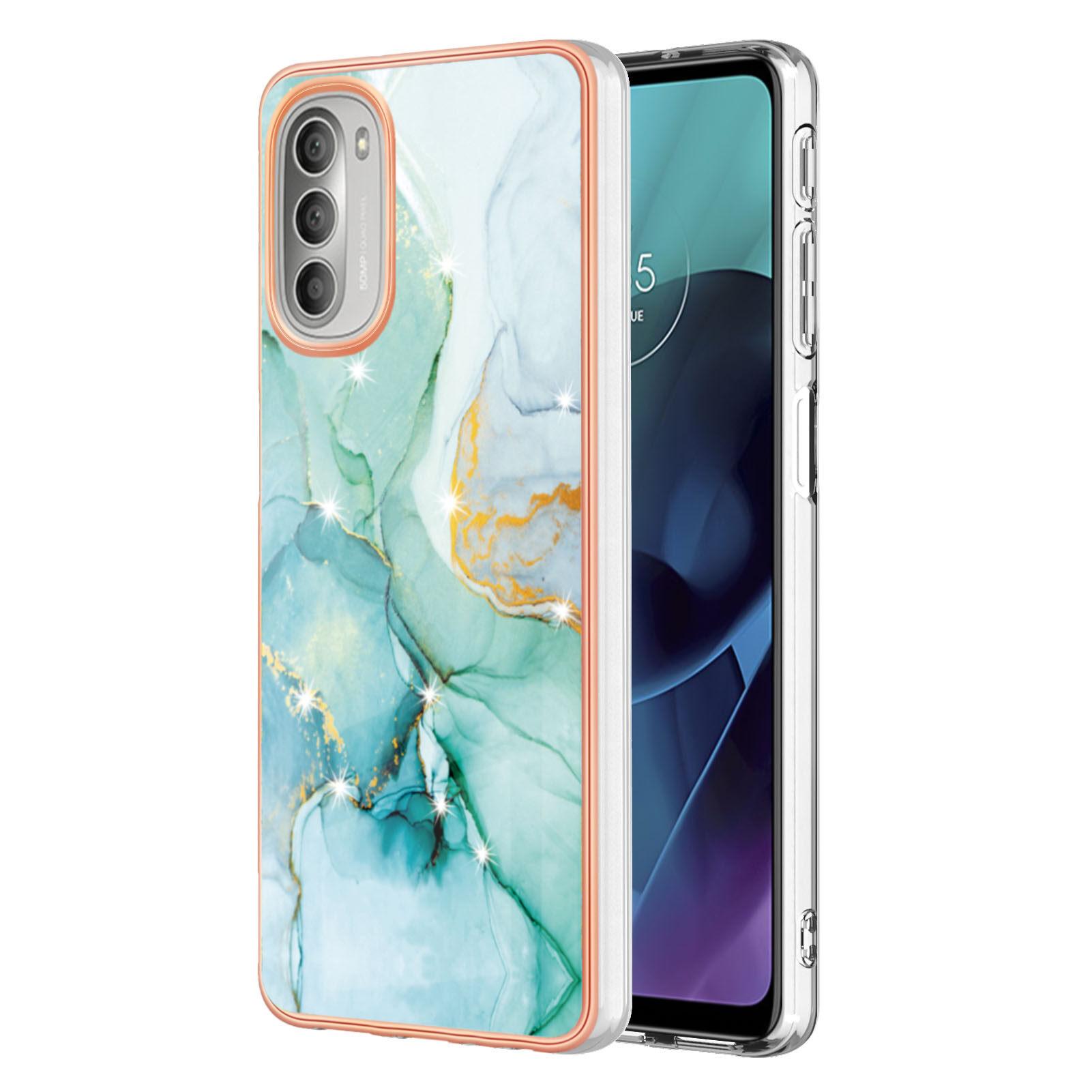 Custodia Per Motorola Moto G51 5G, Sottile Marmo Antiurto Morbido Tpu Paraurti Verde