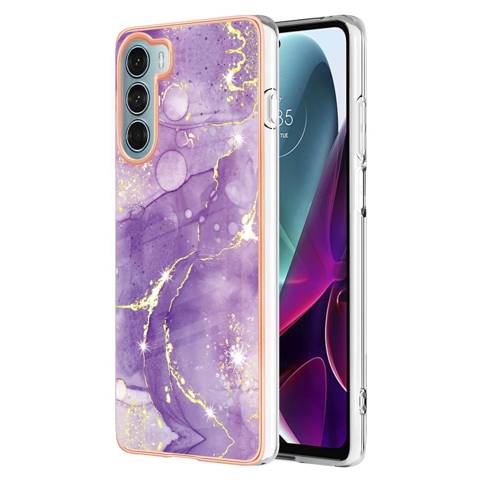 Custodia Per Motorola Moto G200, Sottile Marmo Antiurto Custodia Morbida Tpu Paraurti Viola