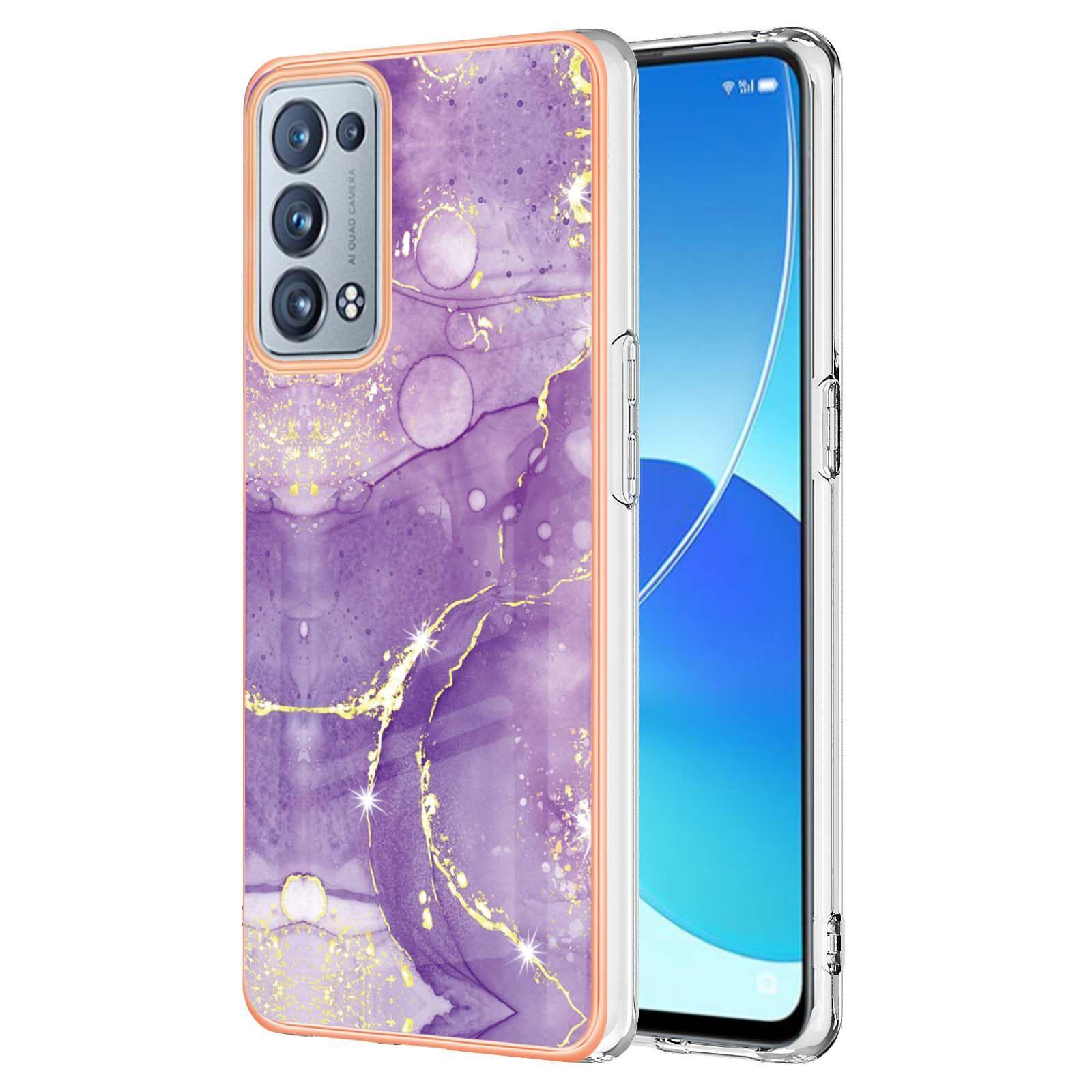Custodia Per Oppo Reno6 Pro 5G, Sottile Marmo Antiurto Morbido Tpu Paraurti Viola