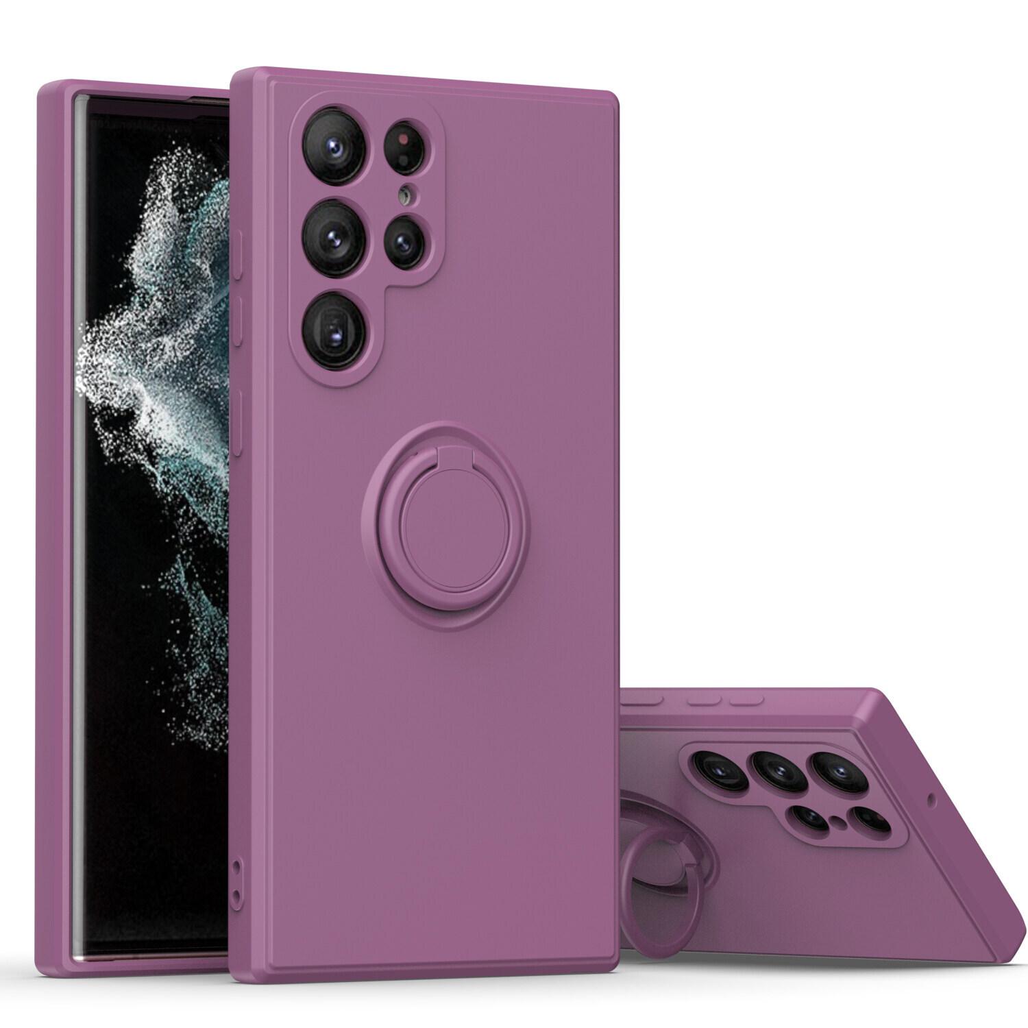Custodia Per S22Plus Custodia In Silicone Morbida E Resistente Ai Graffi, Con Supporto Ad Anello E Supporto Viola