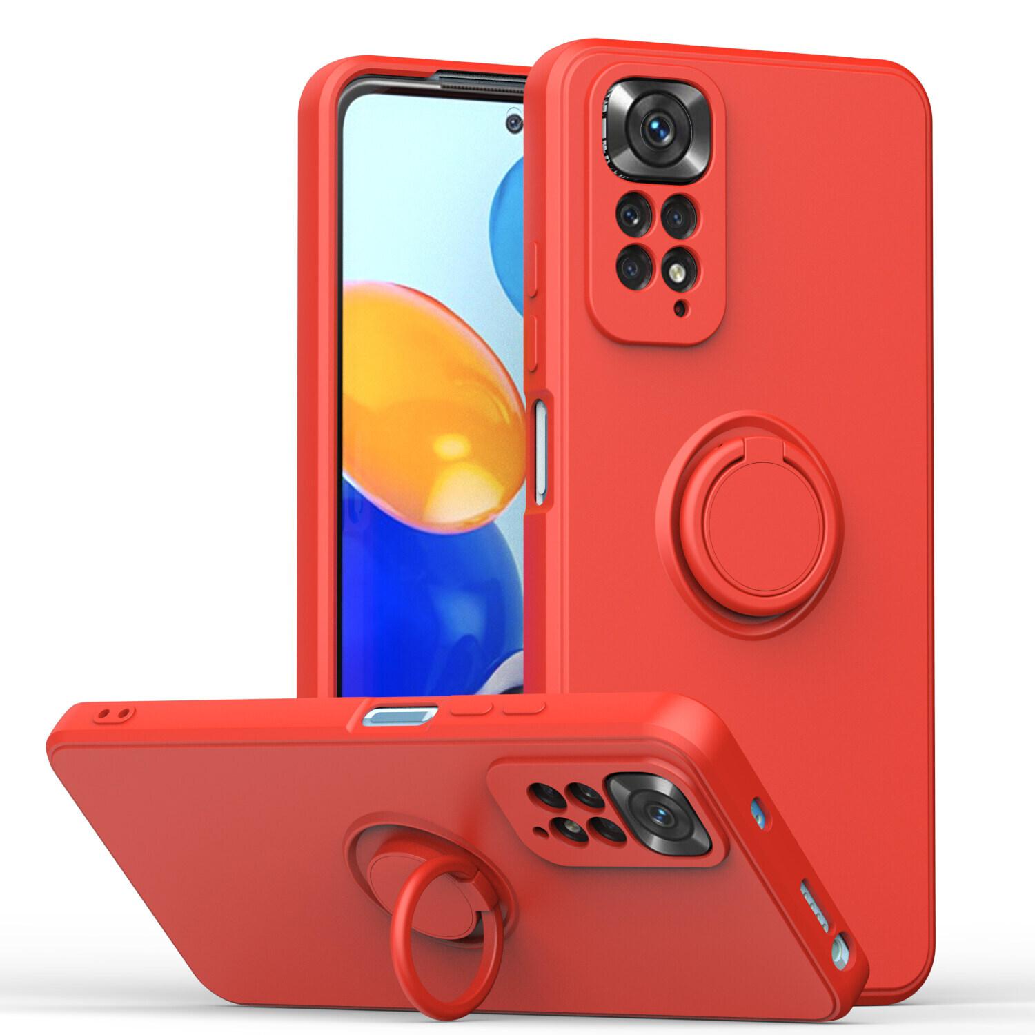 Custodia Redmi Note 11 Pro, Con Supporto Ad Anello E Supporto, Resistente Ai Graffi, Custodia In Silicone Morbido Per Xiaomi Redmi Note 11 Pro 5G/4G Rosso