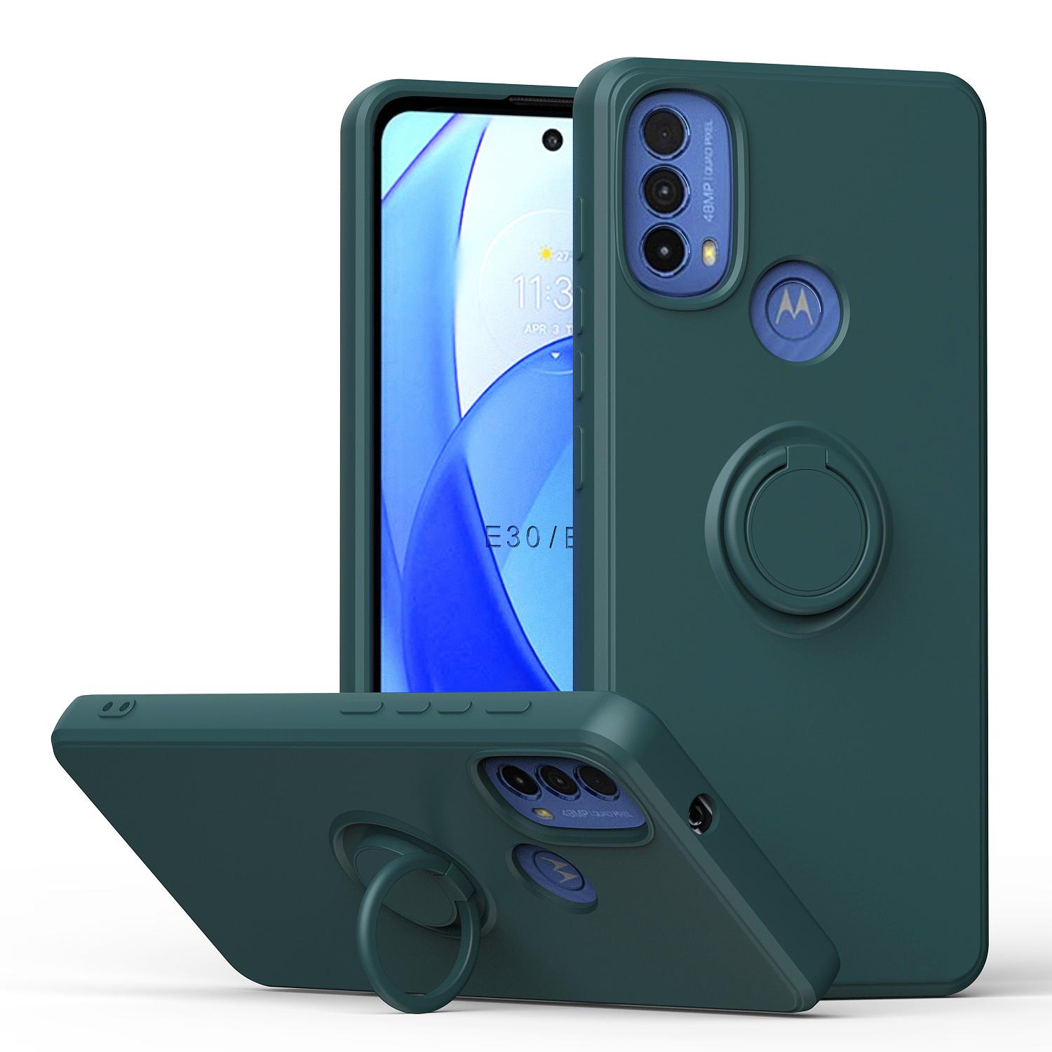 Moto E20 / E30 / E40 Custodia, Con Supporto Ad Anello E Supporto, Resistente Ai Graffi, Morbida Custodia In Silicone Per Motorola Moto E20 / E30 / E40 Verde