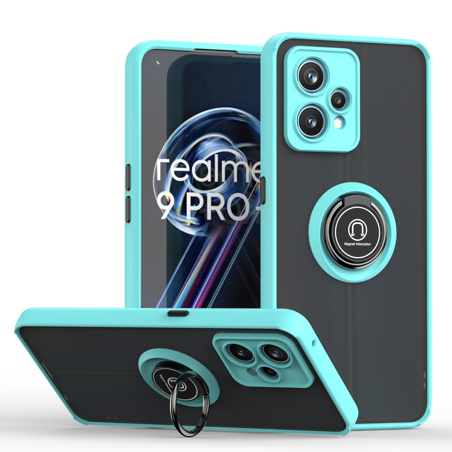 Custodia Per Oppo Realme 9 Pro+ Custodia In Tpu Traslucido Opaco Con Supporto Ad Anello E Supporto Blu