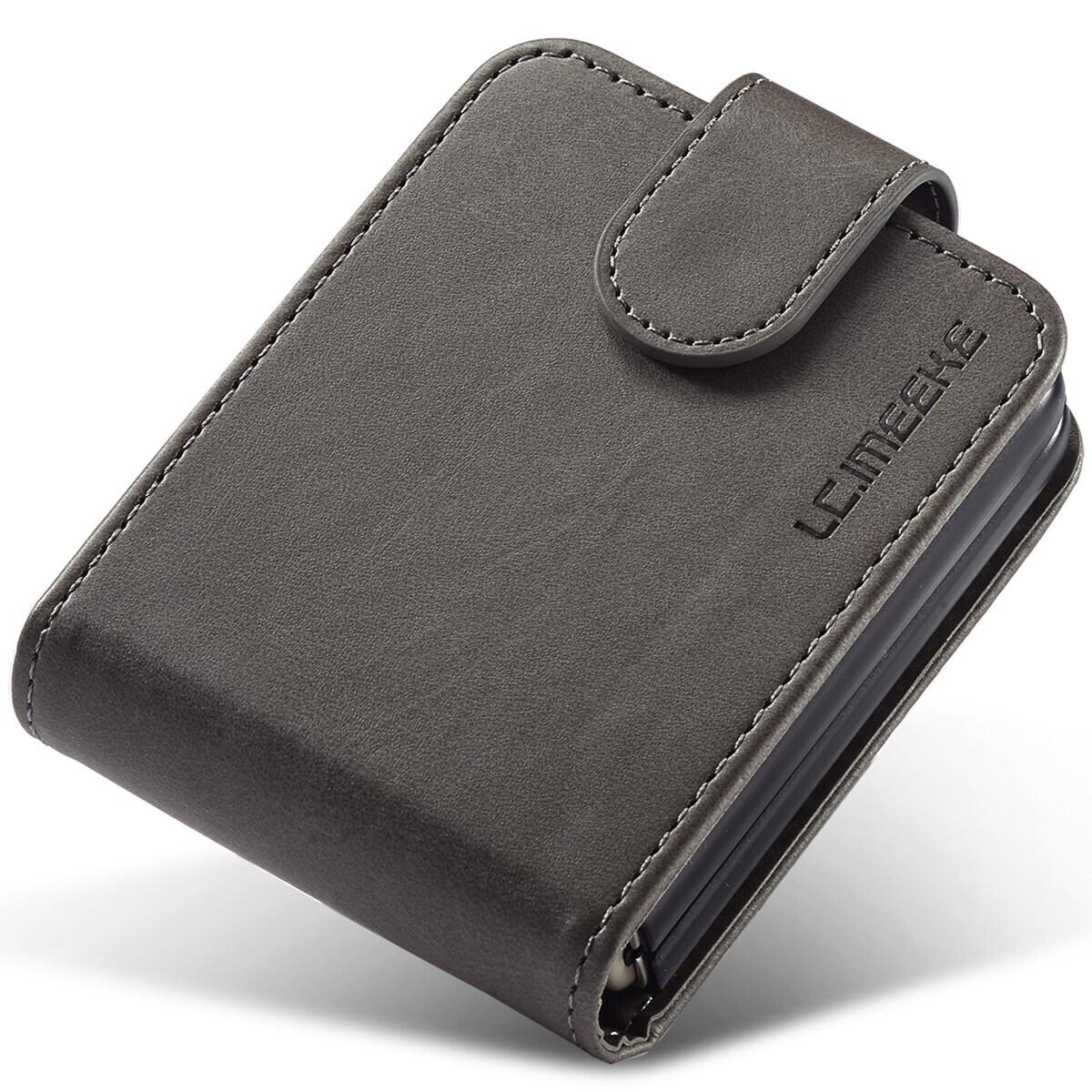 Custodia Per Samsung Galaxy Z Flip 3 5G, Flip Case In Pelle Con Chiusura Magnetica E Supporto, Custodia Protettiva Grigio