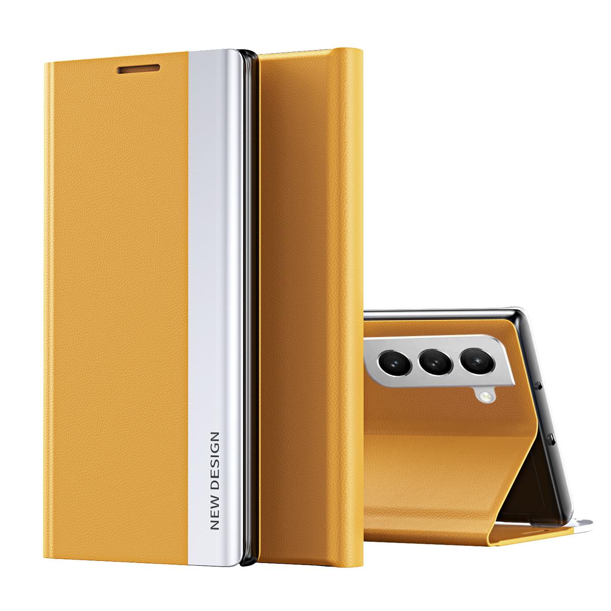 Custodia Per Samsung Galaxy S23+ Custodia Magnetica In Finto Cuoio Con Funzione Stand Giallo