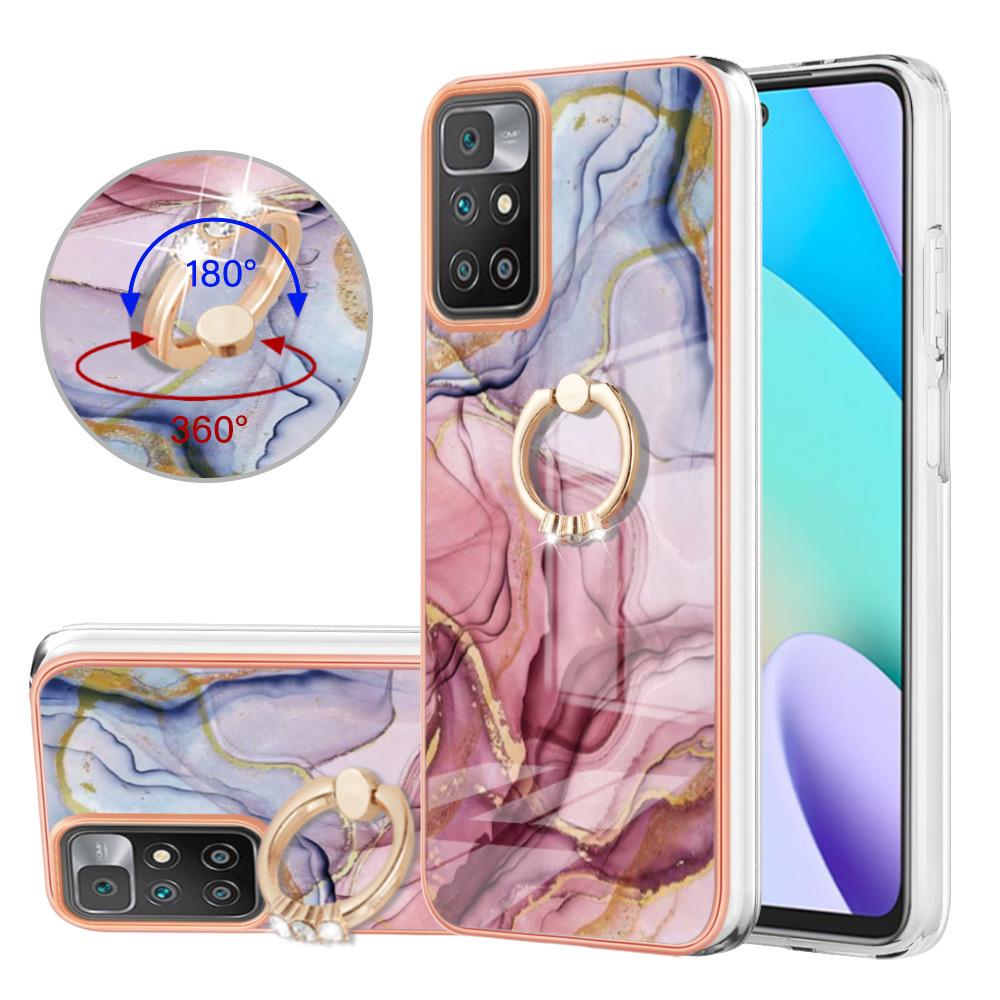 Custodia Per Xiaomi Redmi 10, Custodia Protettiva In Silicone Tpu A Fantasia Con Supporto Ad Anello Oro Rosa