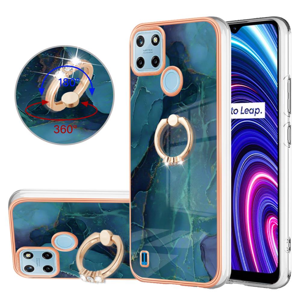 Custodia Per Oppo Realme C21Y C25Y, Custodia Protettiva In Silicone Tpu A Fantasia Con Supporto Ad Anello Verde
