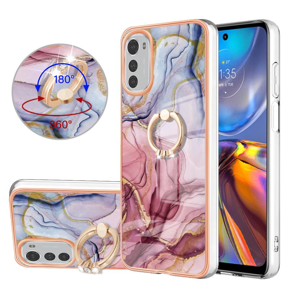 Custodia Per Motorola Moto E32, Custodia Protettiva In Silicone Tpu A Fantasia Con Supporto Ad Anello Oro Rosa