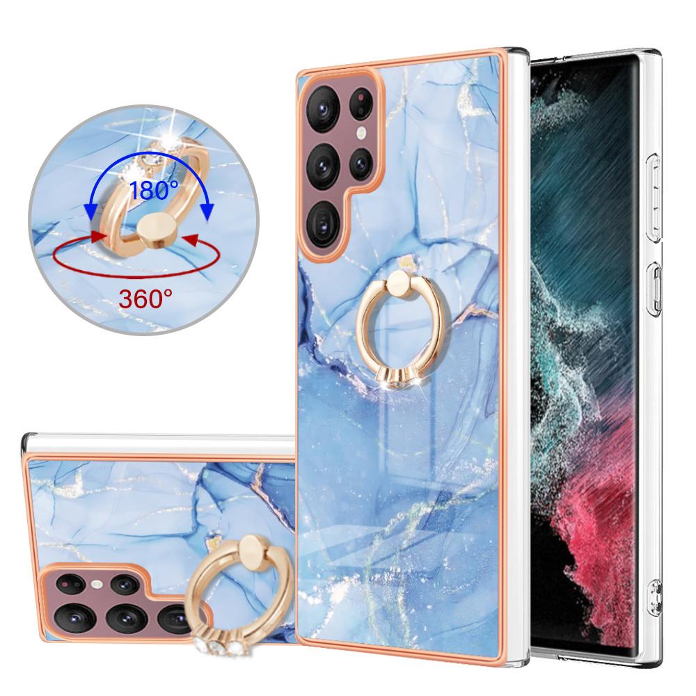 Custodia Per Samsung Galaxy S23 Ultra Modello Tpu Paraurti In Silicone Protettivo Con Supporto Ad Anello Blu