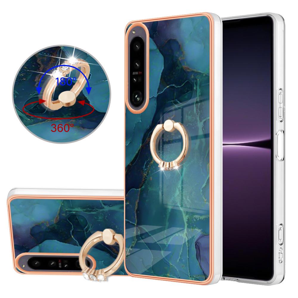 Custodia Per Sony Xperia 1 Iv, Custodia Protettiva In Silicone Tpu A Fantasia Con Supporto Ad Anello Verde