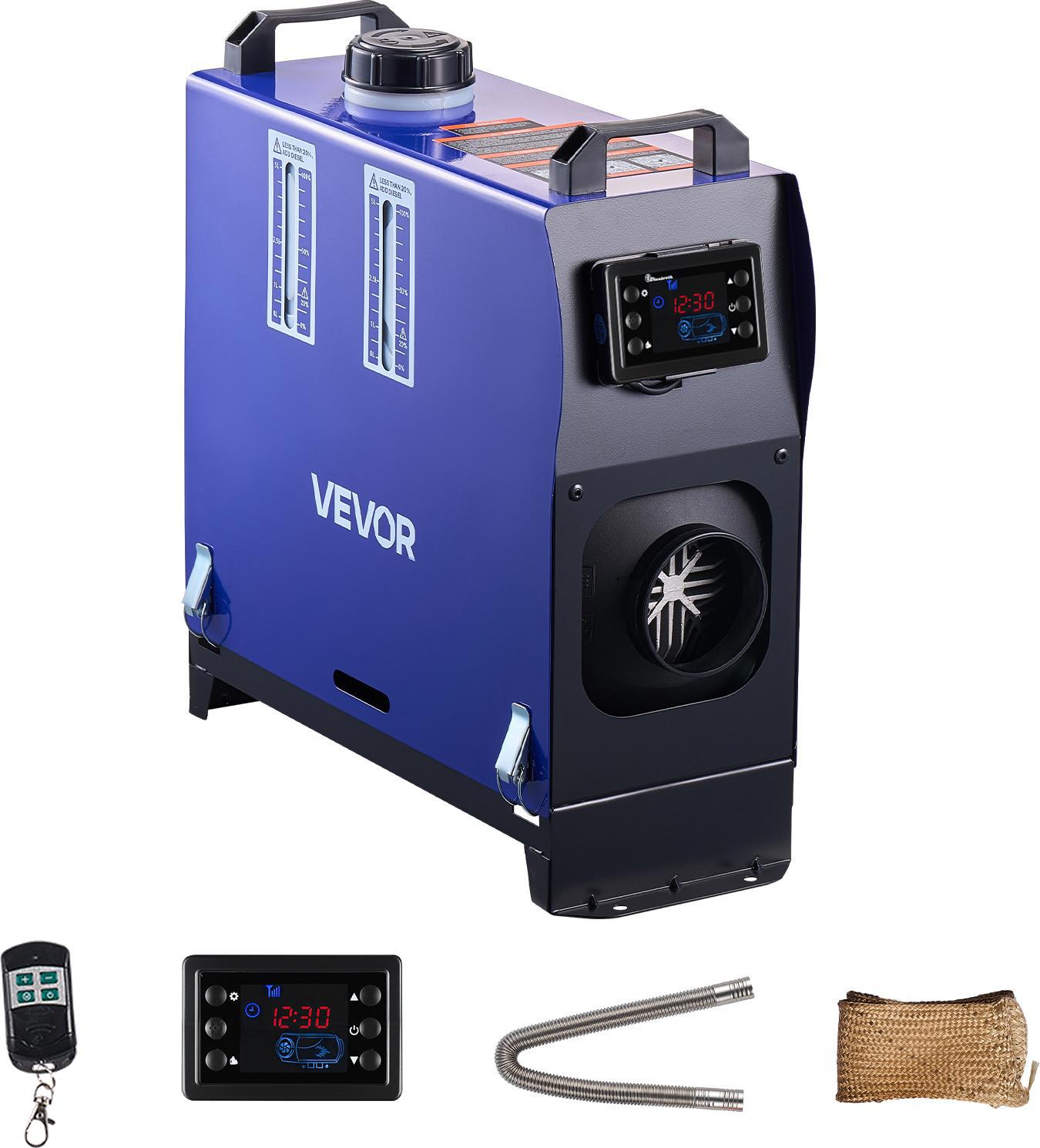 Vevor Riscaldatore Diesel Ad Aria 8 Kw Dc 12 V/24 V Riscaldatore Di Parcheggio Portatile Con Telecomando E Schermo Lcd, Basso Livello Di Rumore, Serbatoio Del Carburante Da 5 L Per Autocarri Camper Suv Camper