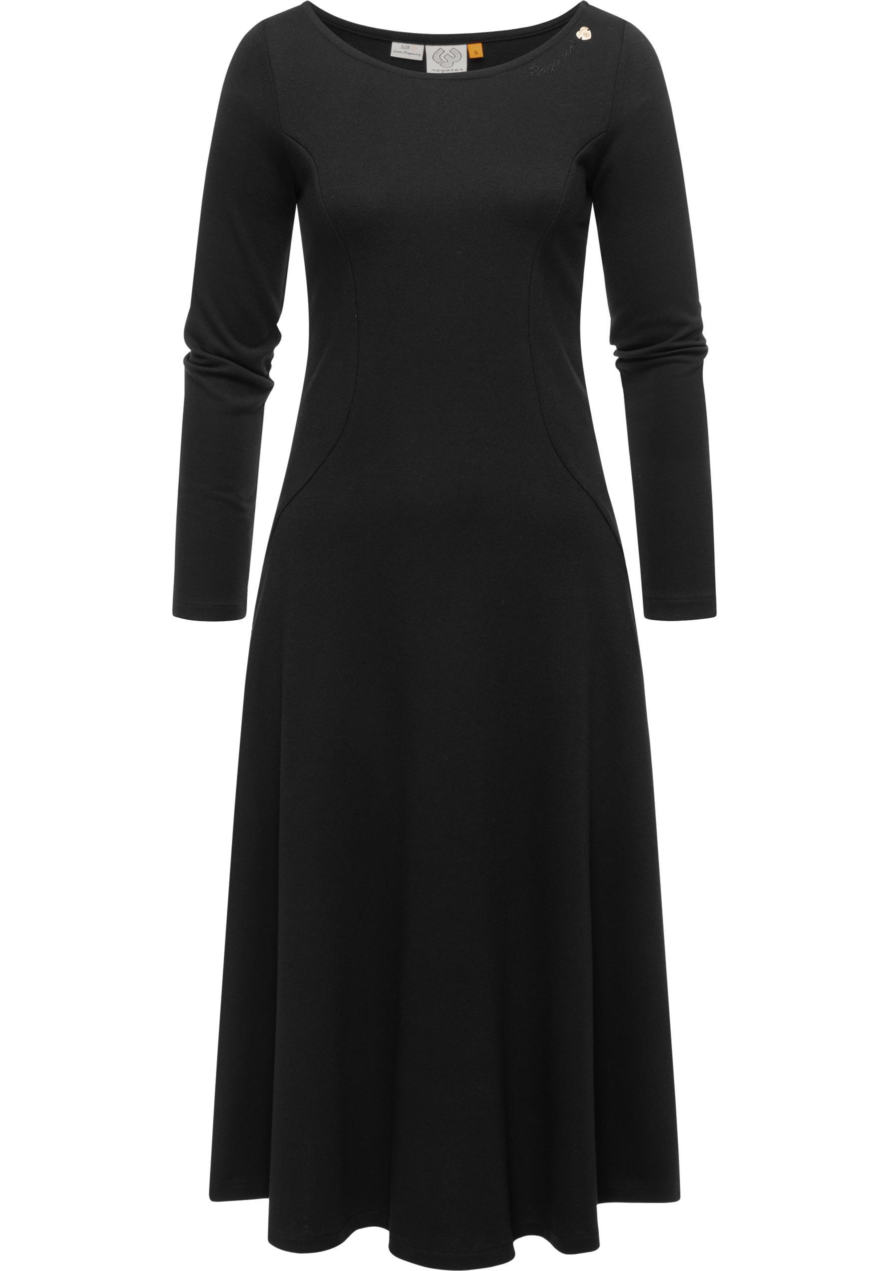 A-Linien-Kleid Ragwear "Appero Long", Damen, Gr. S (36), NormalgrößEn, Schwarz, Material: 70% Baumwolle, 30% Polyester, Basic, A-Linie Ca. Mitte Wade, Rundhals, ÄRmel Ohne ÄRmelschlitz Abgesteppte Kante, Kleider, Stylisches Langarm-Kleid FüR Den Winter