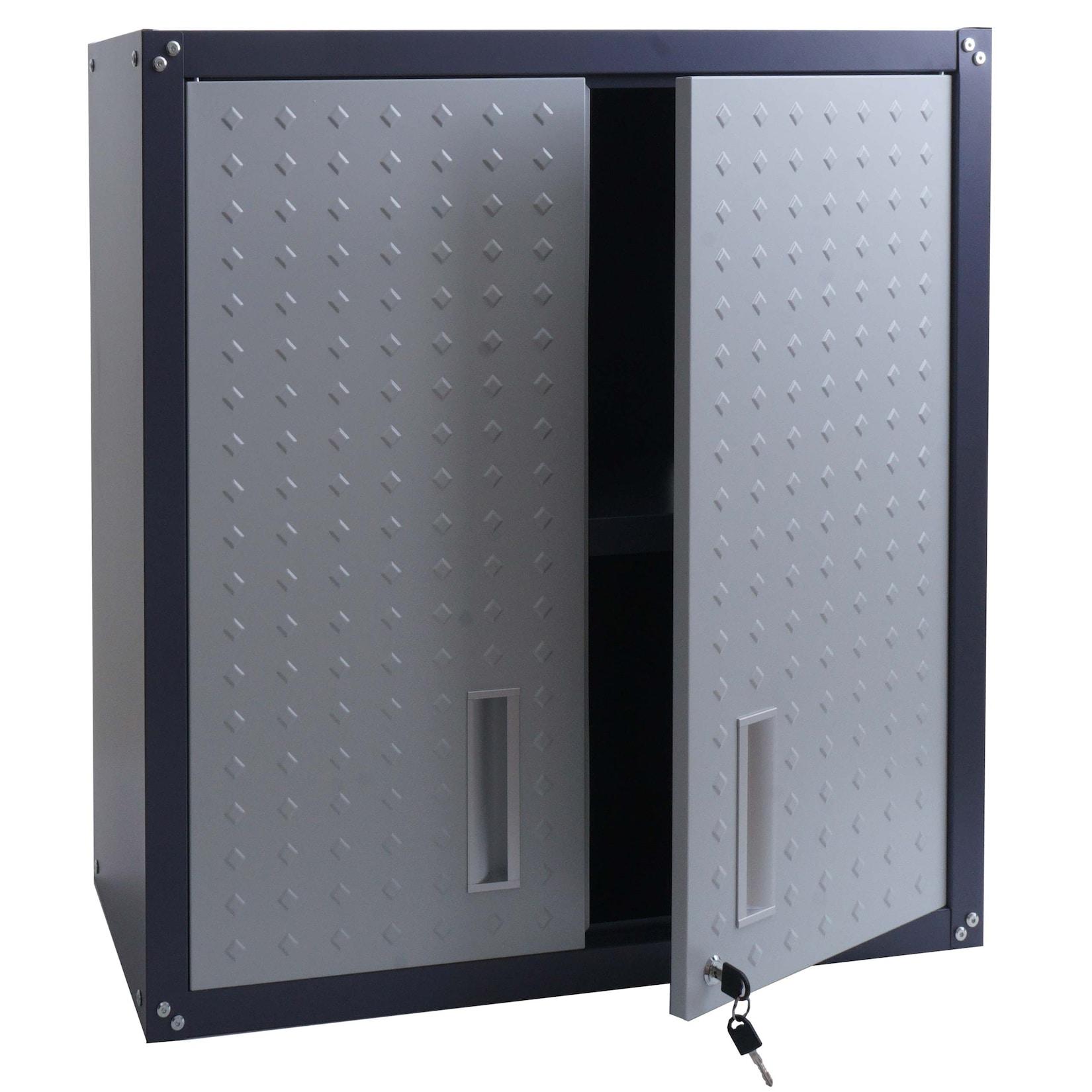 Hängeschrank MCW-O52, Wandschrank Lagerschrank Bücherschrank, abschließbar Stahl 77x77x31cm ~ hellgrau/dunkelgrau