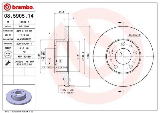 Dischi Freno Brembo (2 Pezzi) Asse Anteriore 08.5905.14