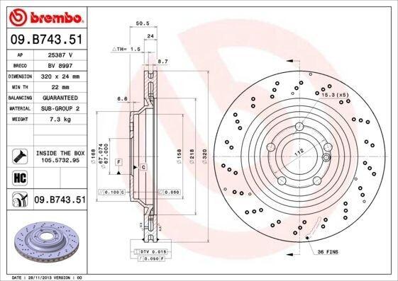Brembo 09.B743.51 - Oe 4231512 Disco Freno Per Sl (R231)