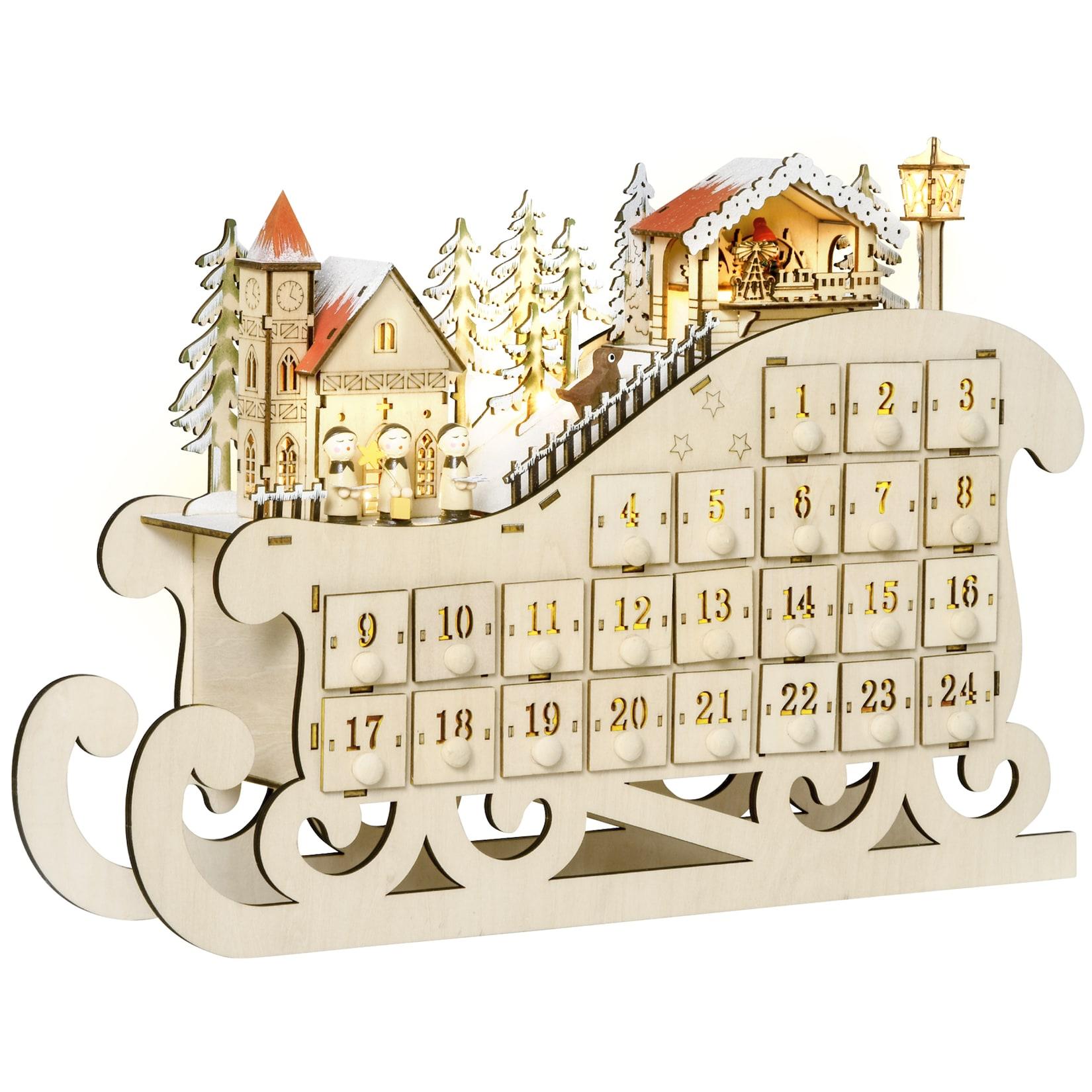 HOMCOM Weihnachts-Adventskalender Sperrholz