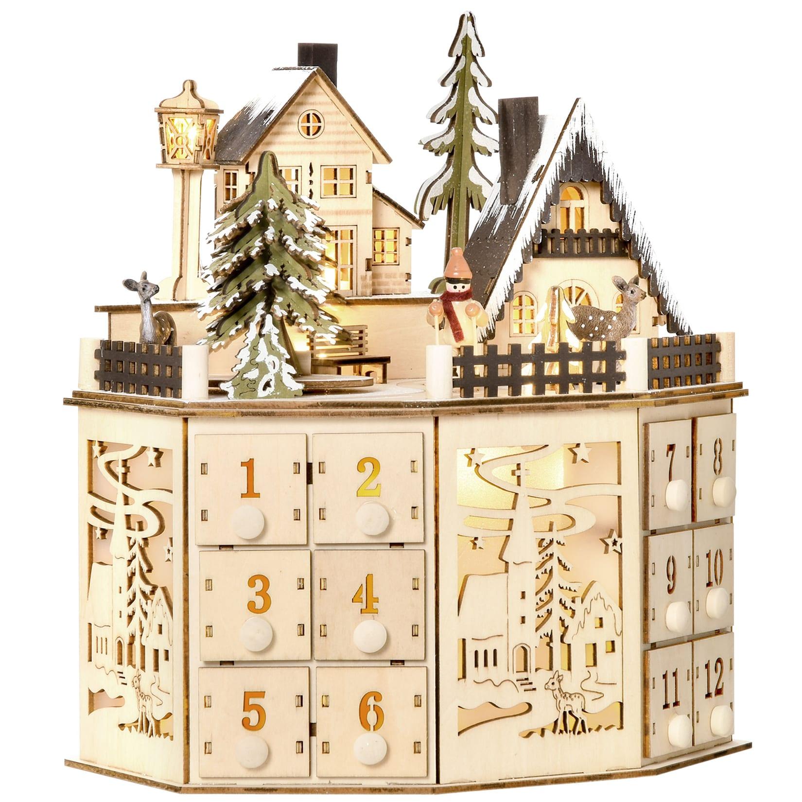 HOMCOM Weihnachts-Adventskalender Sperrholz
