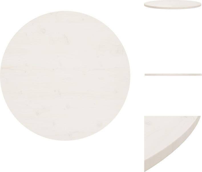 Vidaxl Piano Da Tavolo Bianco Ø80X2,5 Cm In Legno Di Pino Massiccio - Piani Da Tavolo