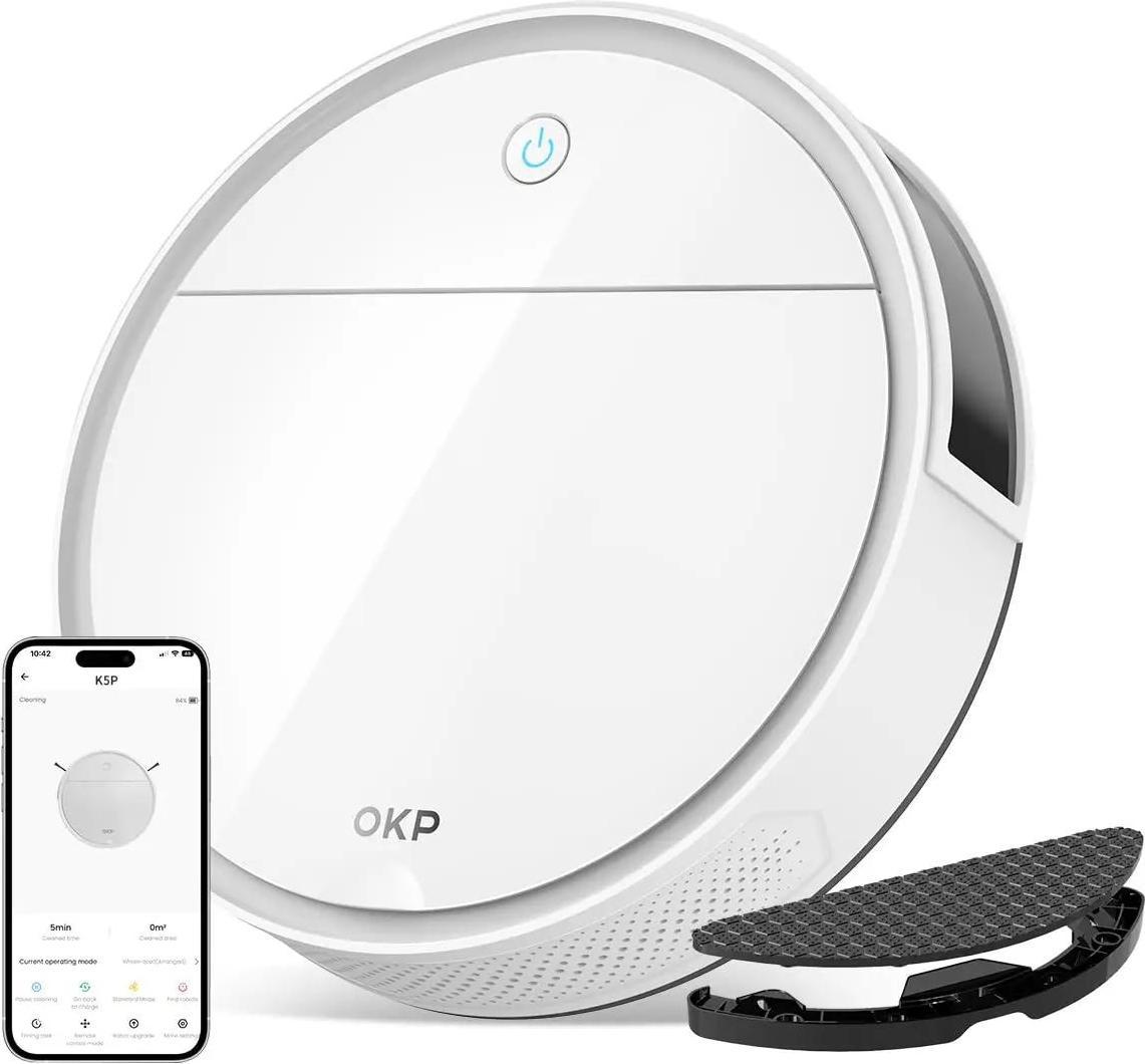 Robot Aspirapolvere, Potenza Di Aspirazione 5000Pa, Controllo Wifi/App, Okp K5 Pro, Ue