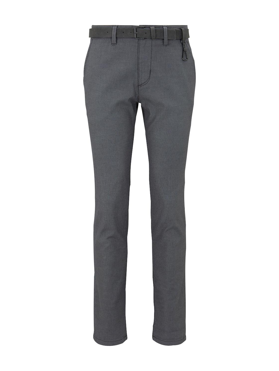 Tom Tailor Denim Herren Straight Fit Chino Hose Mit GüRtel, Grau, Uni, Gr. 32/34