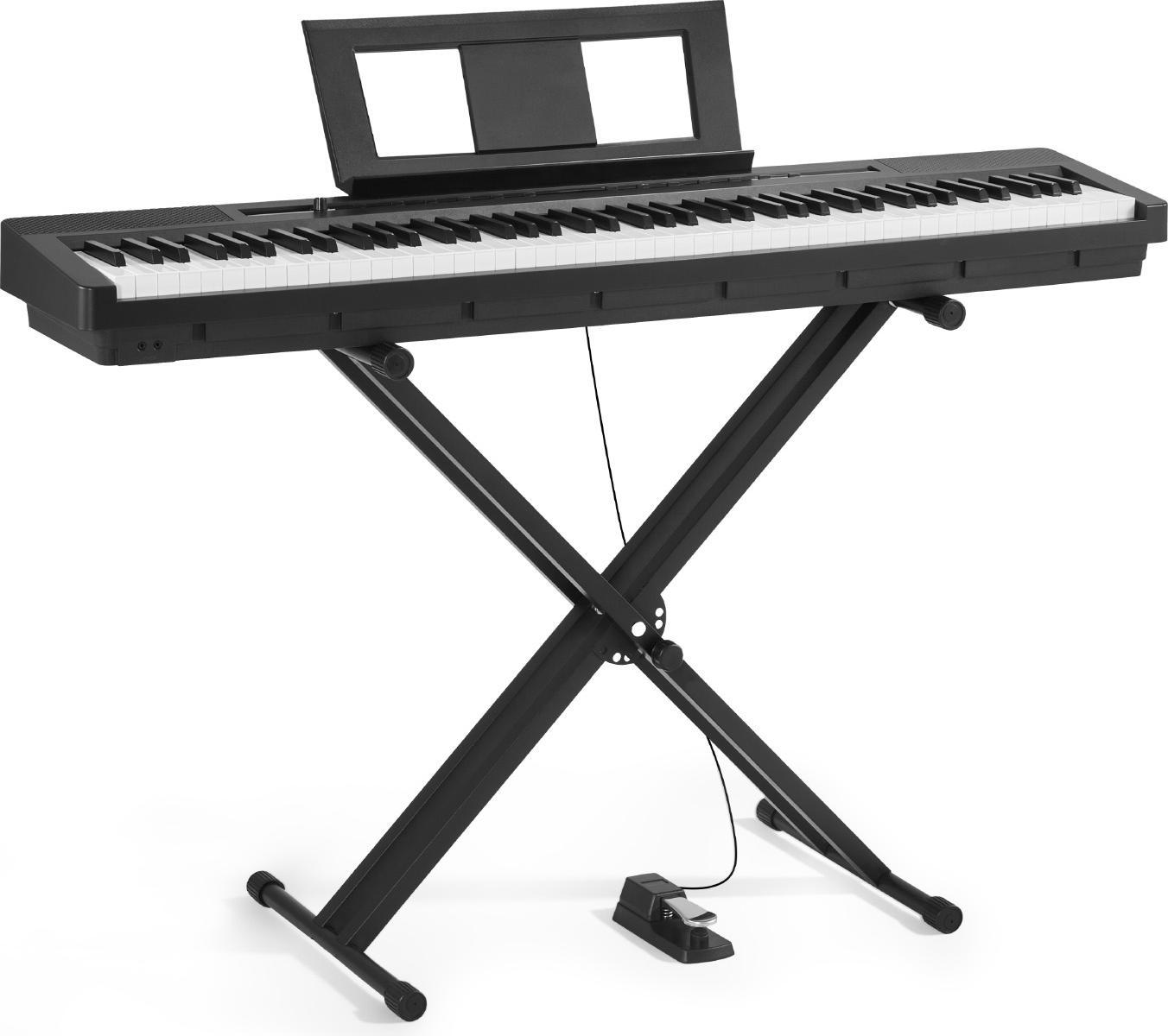 Pianoforte Digitale Vevor, 88 Tasti Completamente Pesati, Pianoforte Elettrico A Doppia Tastiera E Altoparlante Con Supporto A X, Pedale Sustain, Funzione Di Registrazione, 280 Note, Connessione Wireless, Per Principianti, Nero