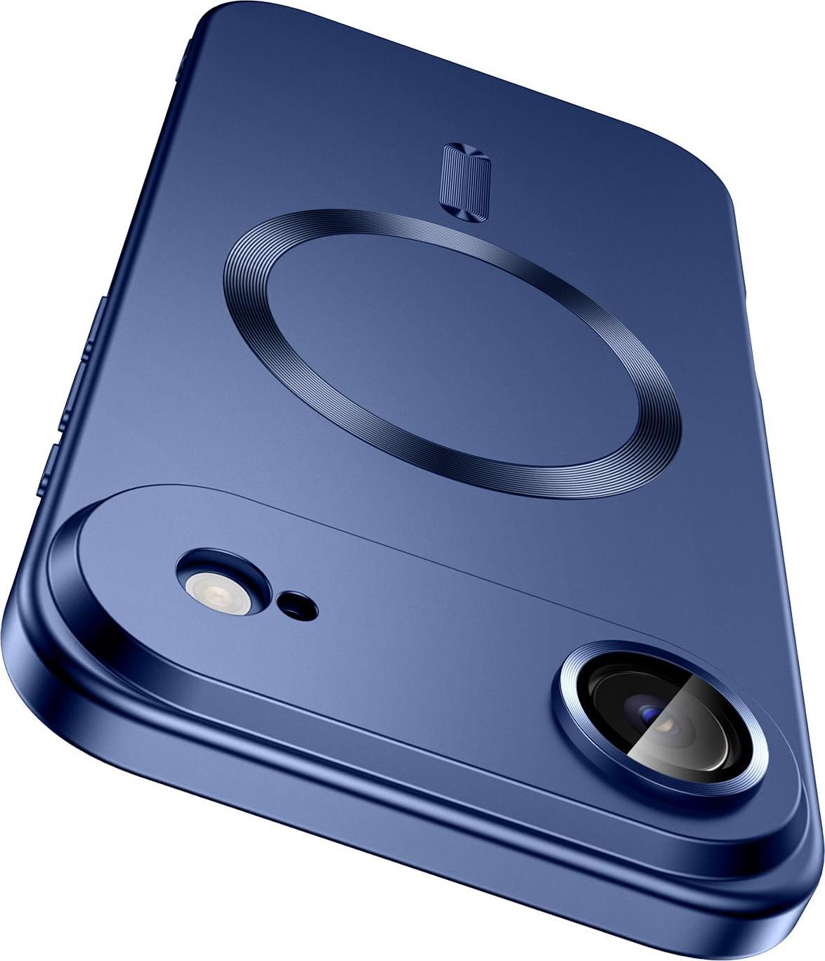Custodia Magnetica Per Iphone Air, Custodia Protettiva In Silicone Opaco Con Protezione Dell'obiettivo, Compatibile Con Magsafe Blu