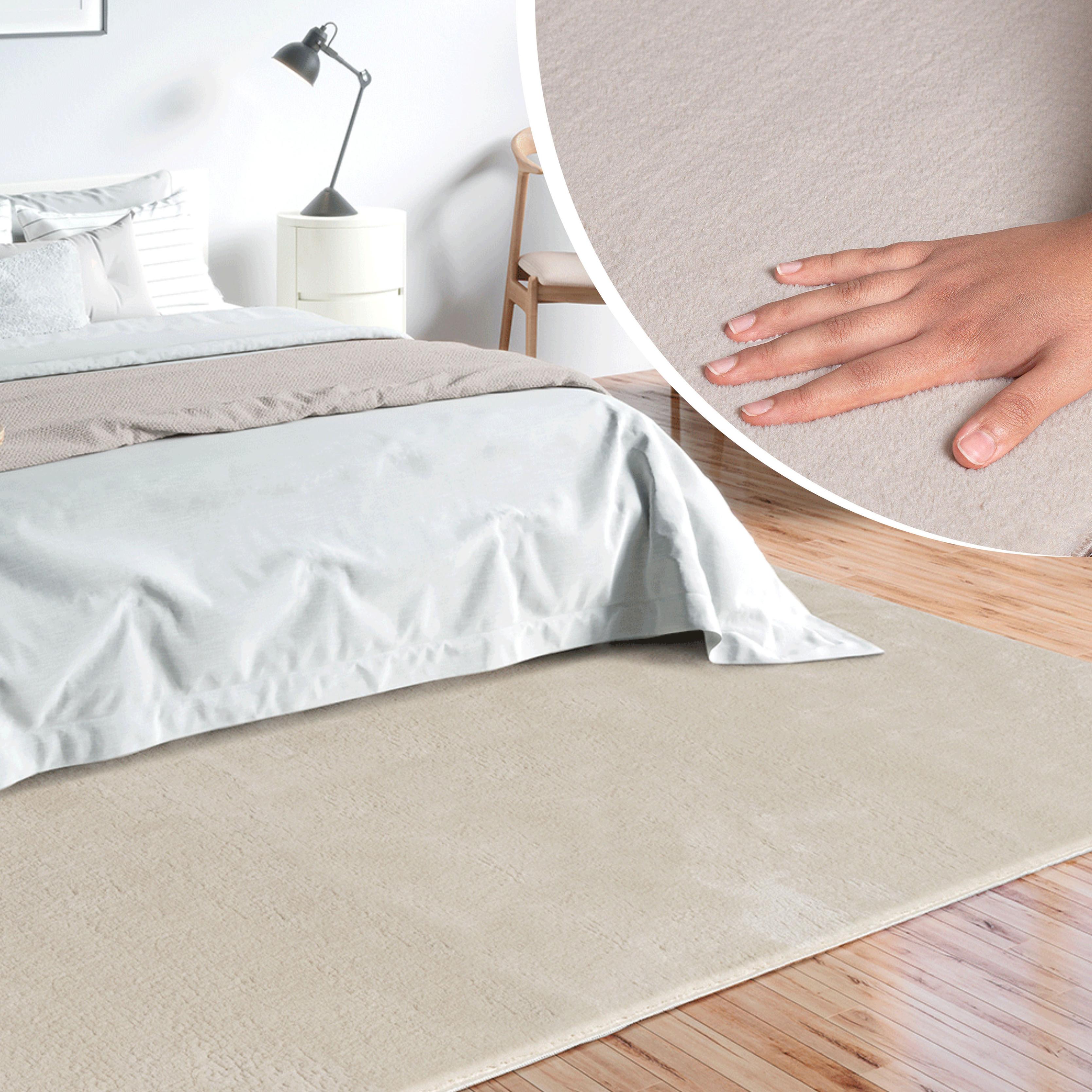 Teppich Merinos "Loft 37, Kunstfellteppich", Beige, B:240Cm H:16Mm L:340Cm, Polyester, Teppiche, Teppich, Weich Und Kuschelig, Fell Haptik, Anti-Rutsch-Unterseite