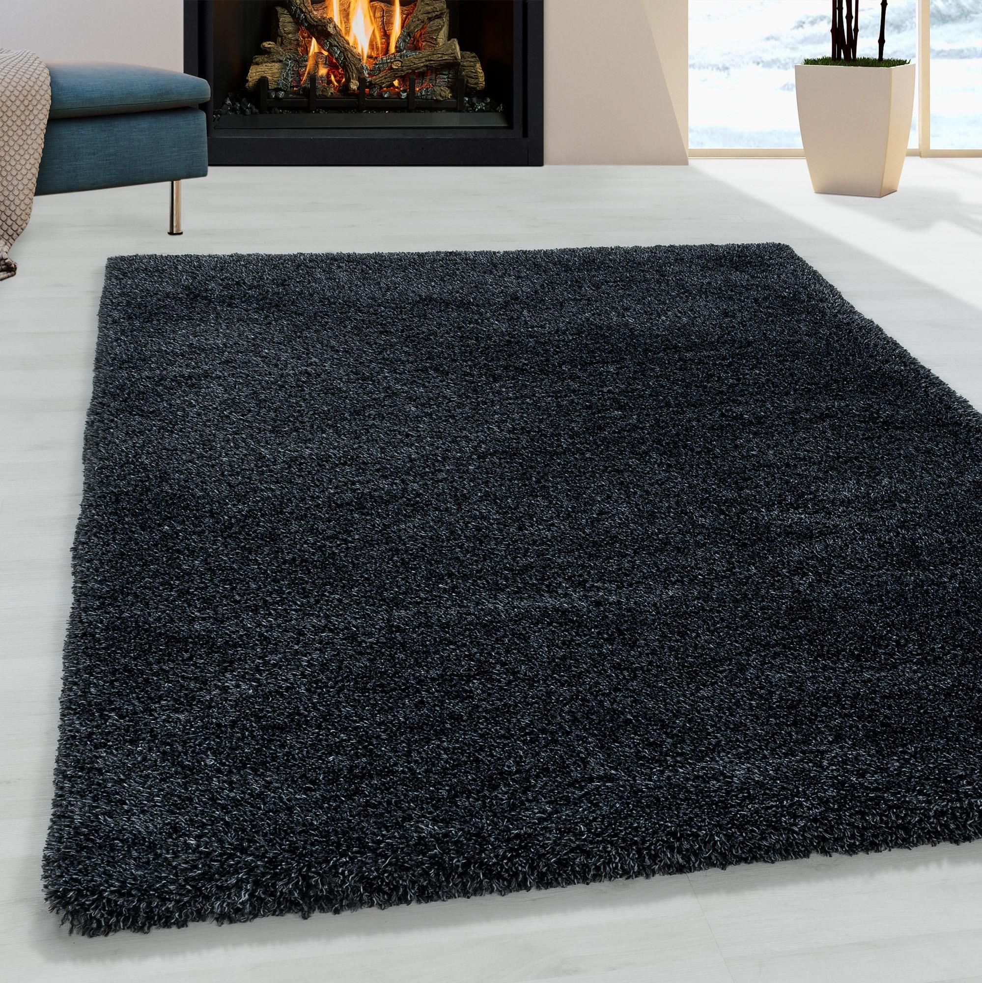 Hochflor-Teppich Ayyildiz Teppiche "Fluffy 3500", Grau (Anthrazit), B:160Cm H:50Mm L:230Cm, Polypropylen (Pp), Teppiche, Langflor, Shaggy, Uni, Robust, Auch In Rund ErhäLtlich, Wohnzimmer