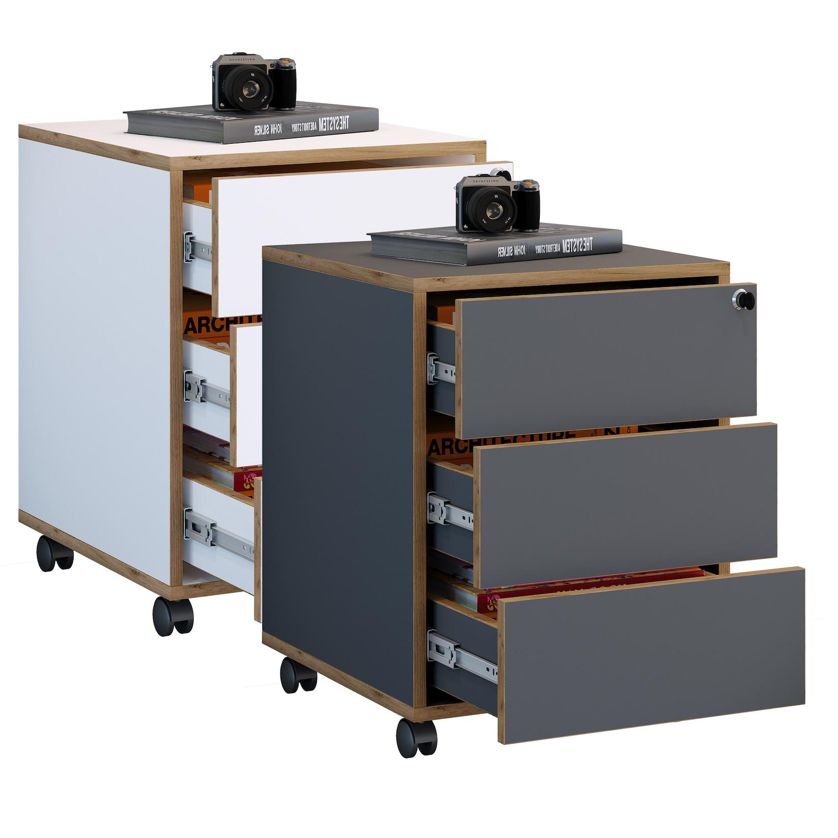 Vcm Rollcontainer Beistellcontainer Mit Drei Schubladen MaßE Ca. H. 50 X B. 39 X T. 45 Cm BüRocontainer AbschließBar - Salia