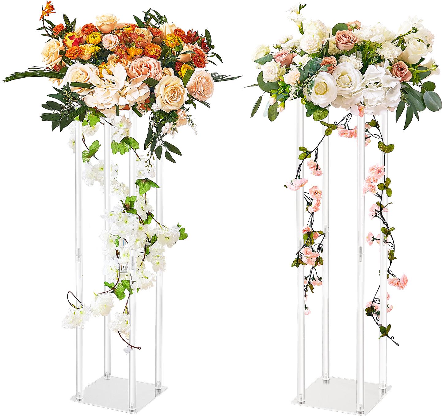 Vevor Set Di 2 Sgabelli Per Fiori Quadrati 20X20X80Cm Portafiori In Acrilico Tavolino Moderno Colonna Per Fiori In Laminato Acrilico Sgabello Per Piante Portafiori In Metallo Per La Decorazione Di Bar Hotel Caffè