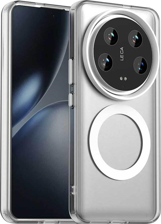 Custodia Magnetica Per Xiaomi 14 Ultra, Sottile Custodia Traslucida Opaca Antiurto Bianco