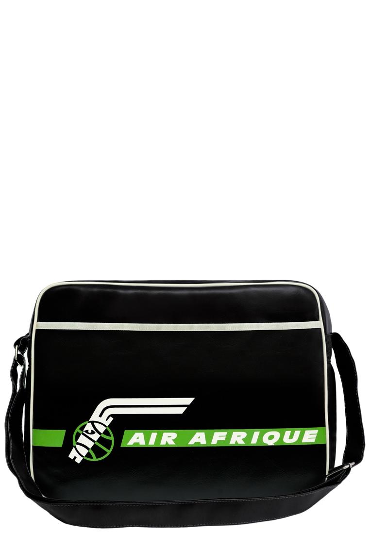 Schultertasche Logoshirt "Air Afrique", Damen, Gr. B/H/T: 40Cm X 30Cm X 40Cm, Schwarz (Schwarz, GrüN), Lederimitat, Bedruckt, Mehrfarbig, Taschen Schultertasche, Mit Air Afrique-Frontprint