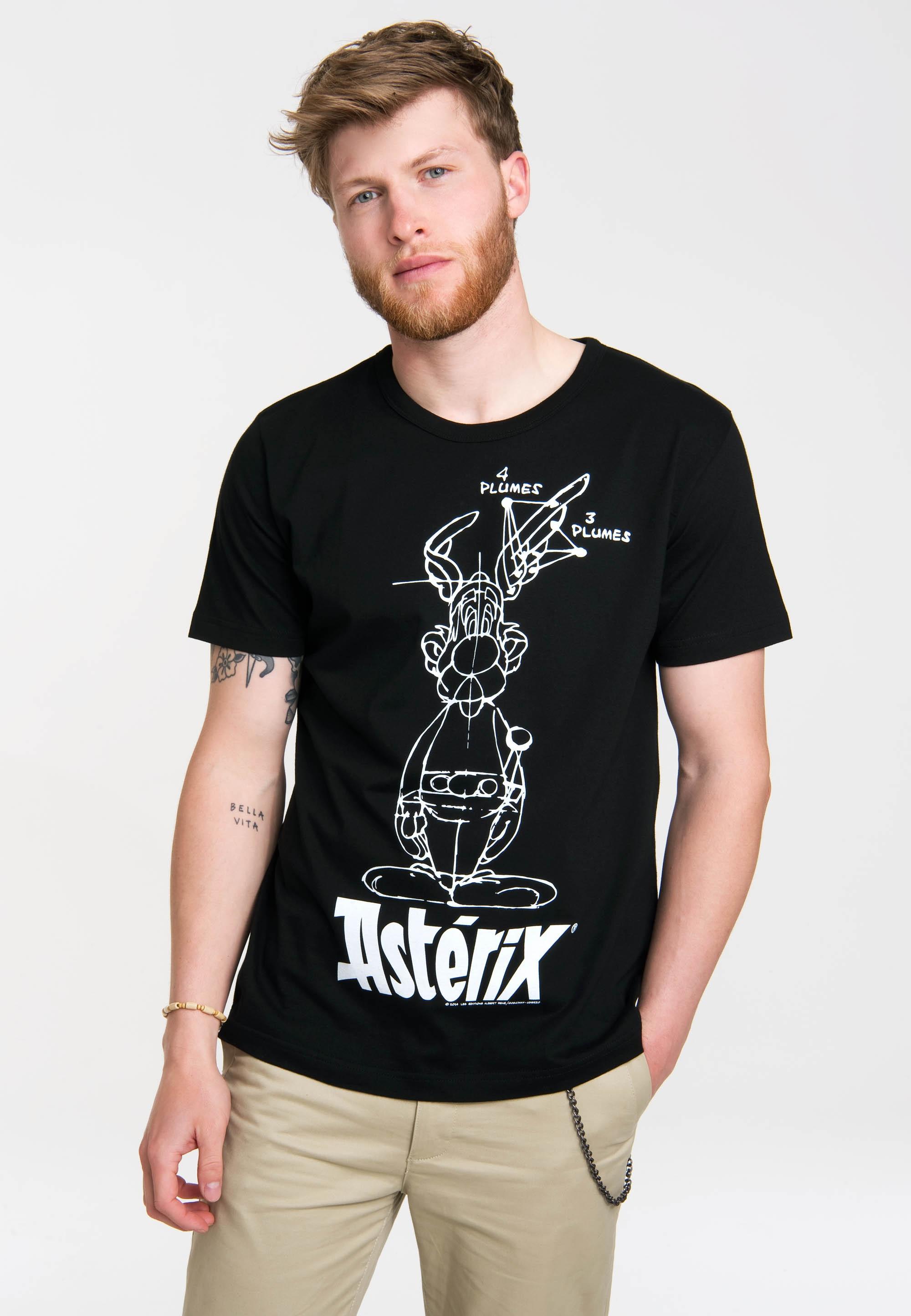 T-Shirt Logoshirt "Asterix Der Gallier", Herren, Gr. S, Schwarz-Weiß (Schwarz, Weiß), 100% Baumwolle, Bedruckt, Normal, Rundhals, Shirts T-Shirt, Mit Lizenzierten Originaldesign