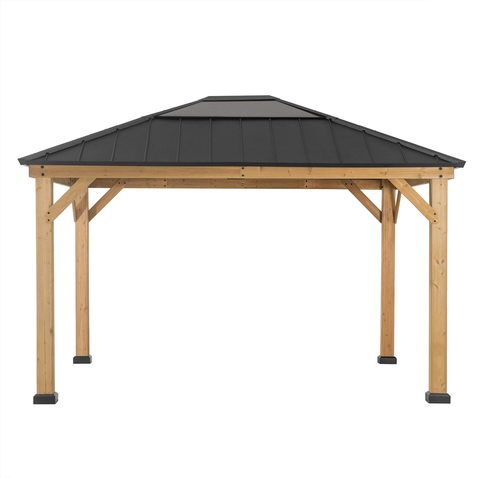 Sunjoy Zedernholz Gazebo BRURI - 336cm x 394cm, anthrazit