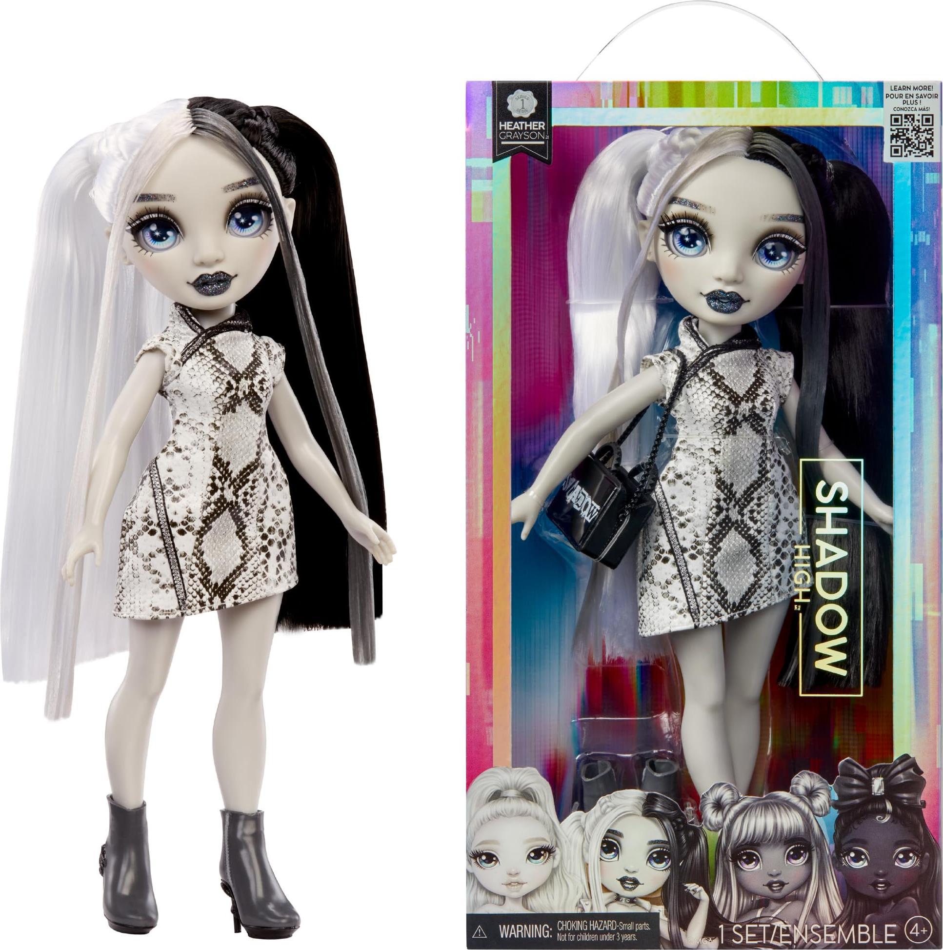 Rainbow High Shadow High Heather Grayson - Bambola Fashion Di 28 Cm In Tonalità Di Grigio, Capelli E Vestiti Bianchi E Neri, Borsetta Alla Moda, Simpatico Regalo Per Bambini Di 4-10 Anni