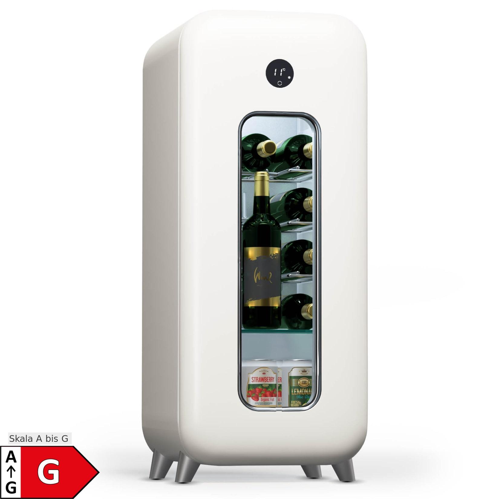 Klarstein Shirley 15 Uno Weinkühlschrank 15 Flaschen 5 - 20 °C Touch Retro Creme 15 Flaschen 1 Kühlzone