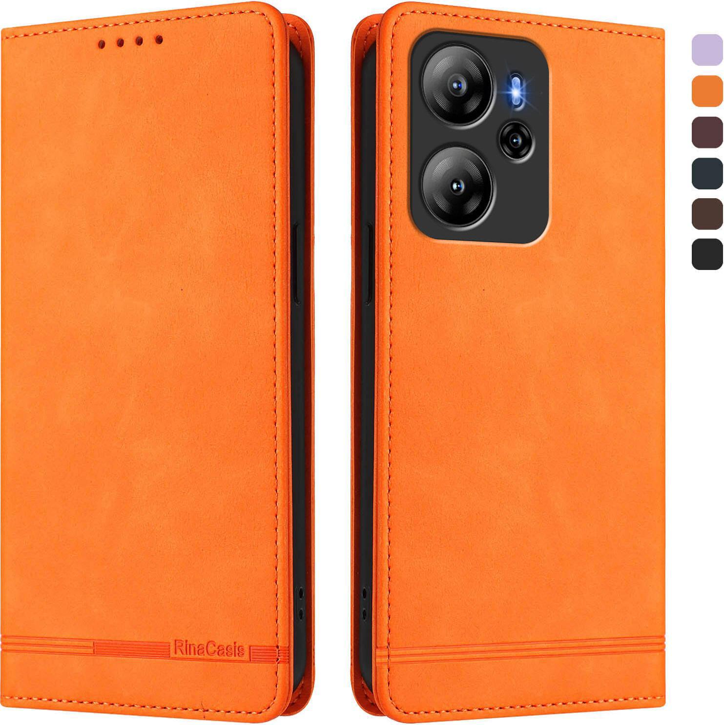 Custodia Per Oscal Tiger 13, Custodia Retro In Finto Cuoio Con Supporto E Slot Per Carte Di Credito Arancione